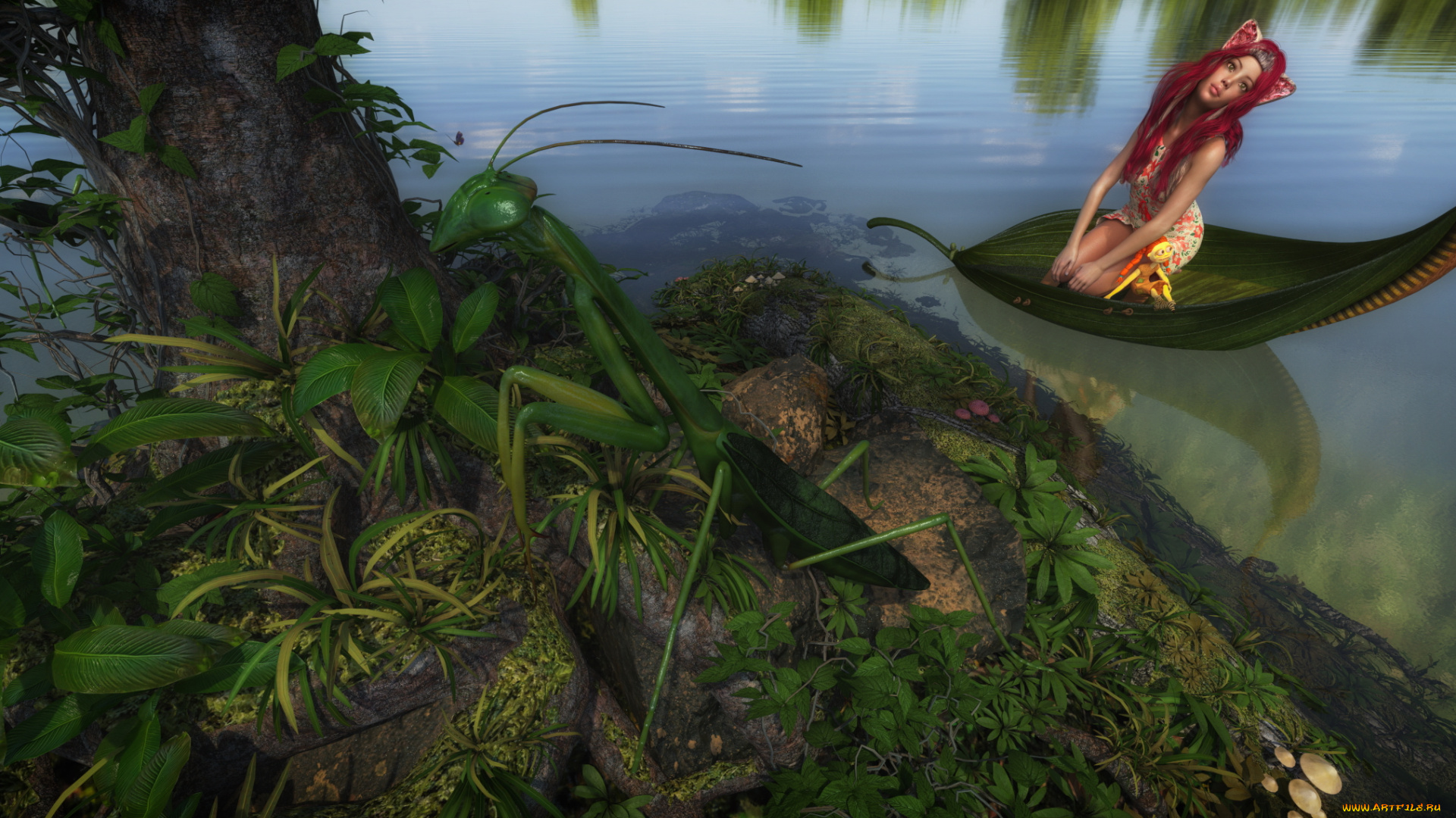 3д, графика, существа, , creatures, фон, взгляд, девушка