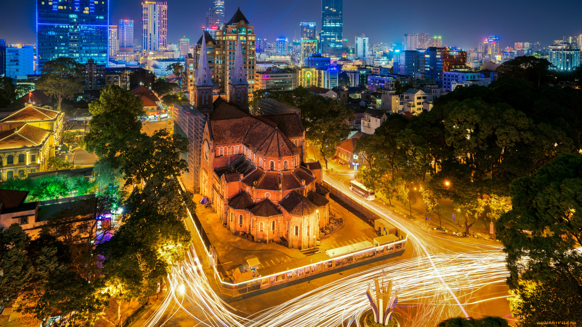 vietnam, города, -, огни, ночного, города, простор