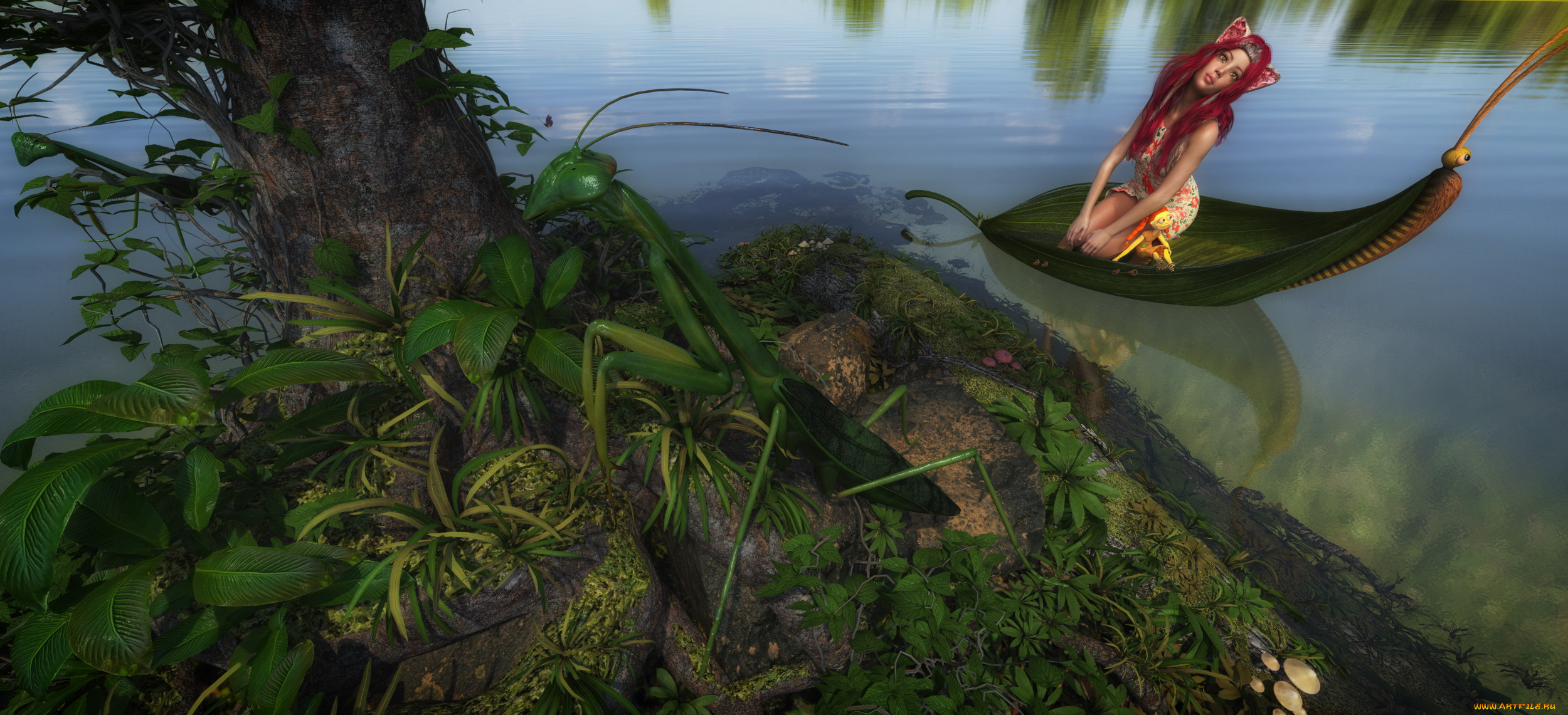 3д, графика, существа, , creatures, фон, взгляд, девушка