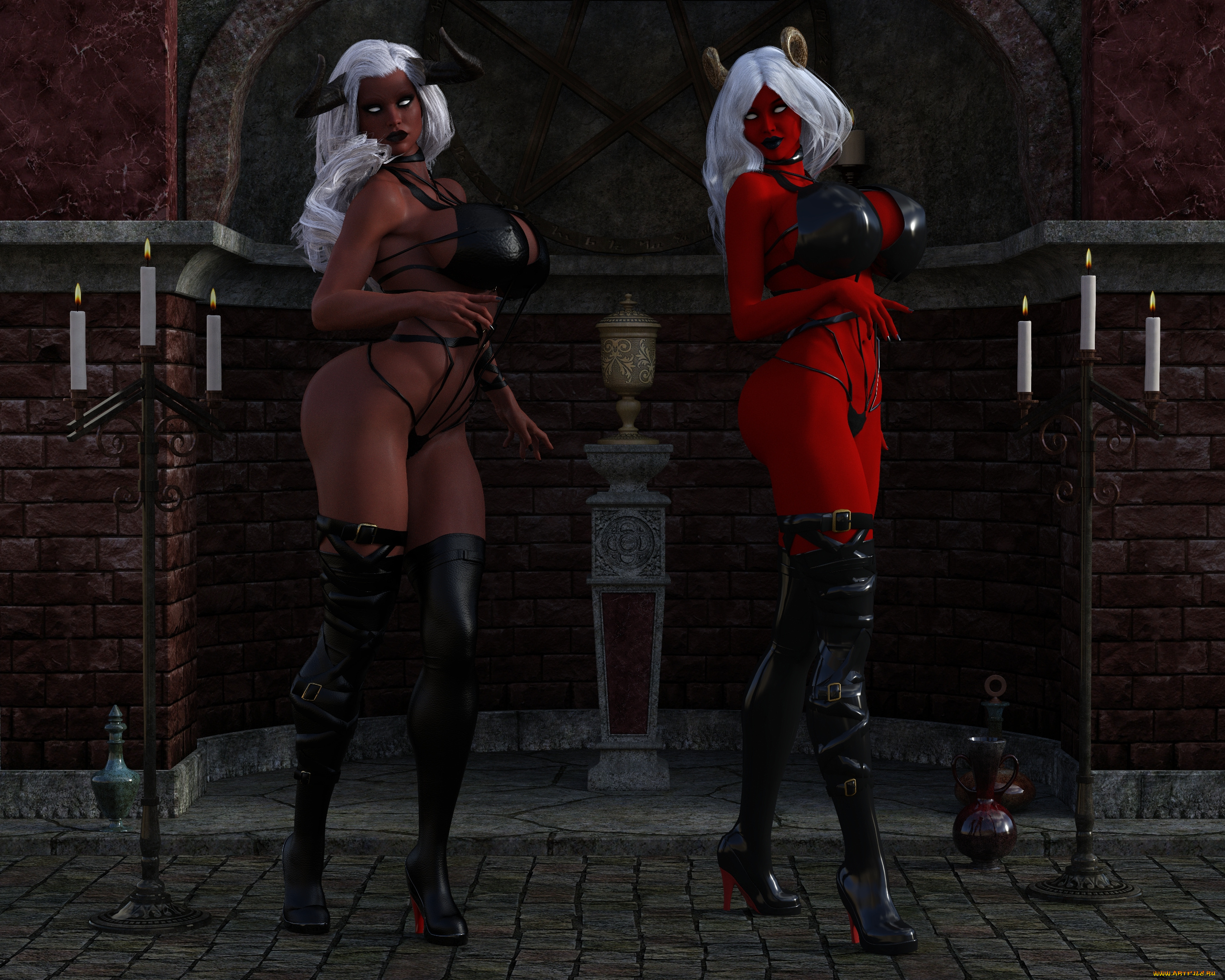 3д, графика, существа, , creatures, фон, взгляд, девушки