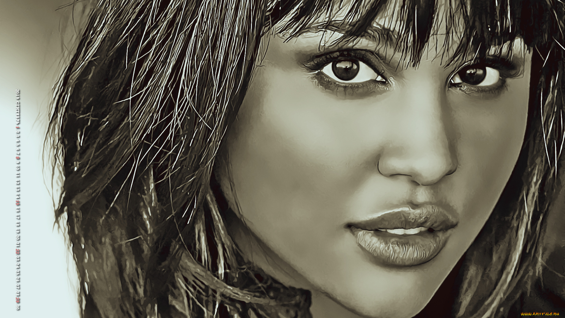 календари, компьютерный, дизайн, 2019, calendar, девушка, лицо, взгляд, женщина