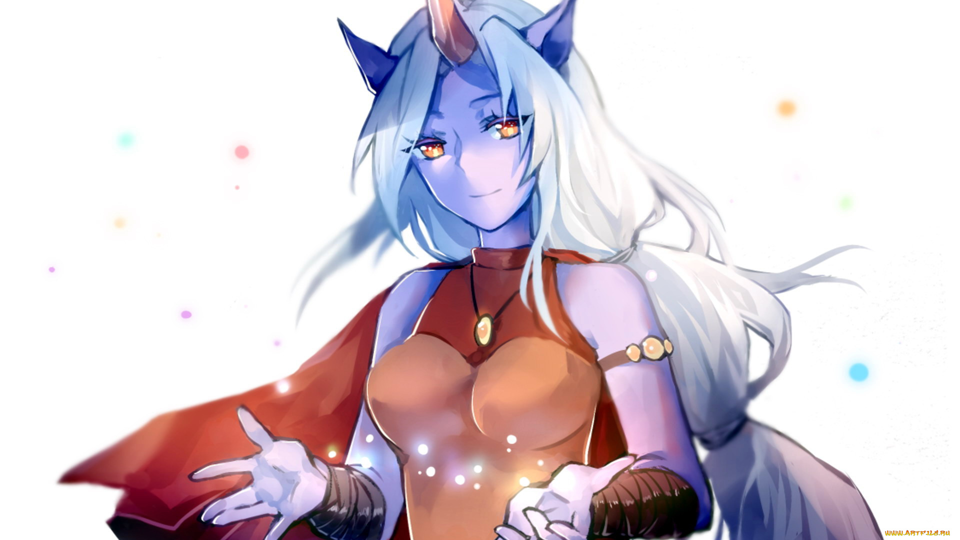 видео, игры, league, of, legends, девушка, рог, коса, плащ, сорака