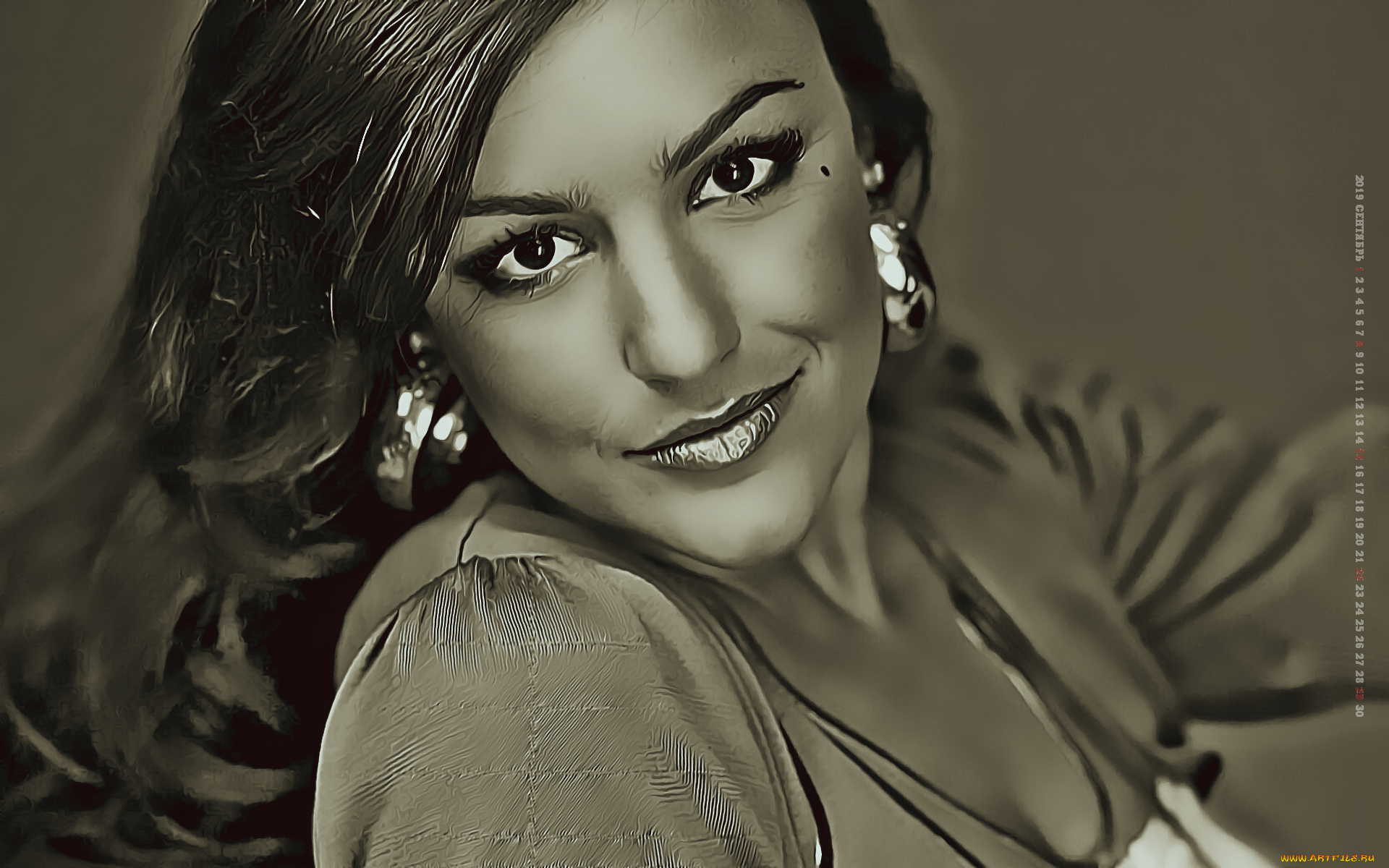 календари, компьютерный, дизайн, 2019, calendar, взгляд, девушка, серьги, женщина, макияж