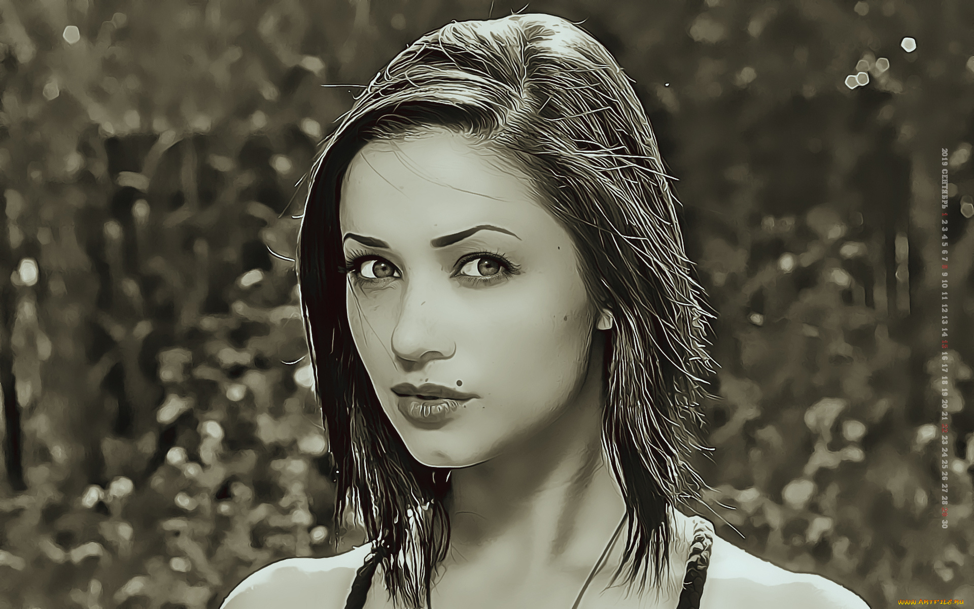 календари, компьютерный, дизайн, лицо, родинка, взгляд, девушка, 2019, calendar, женщина