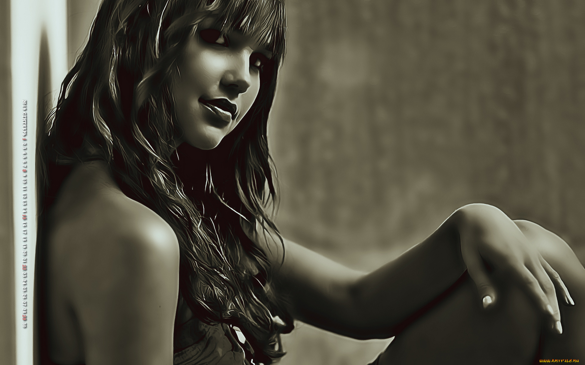 календари, компьютерный, дизайн, женщина, calendar, 2019, взгляд, девушка