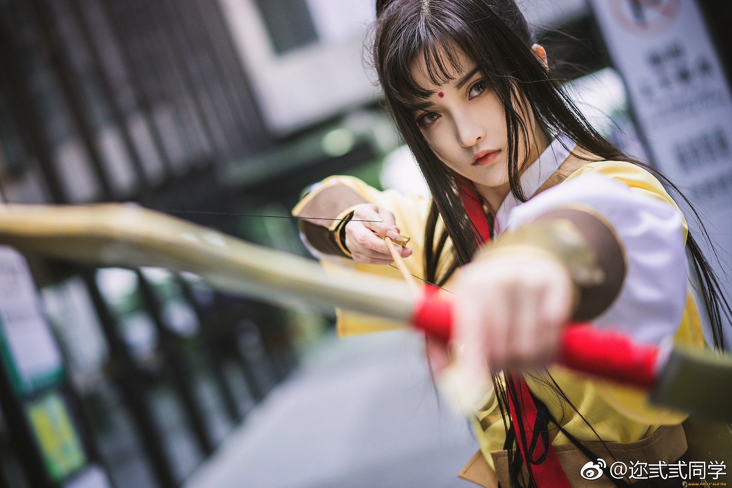 девушки, -, креатив, , косплей, цзинь, лин, лук, костюм