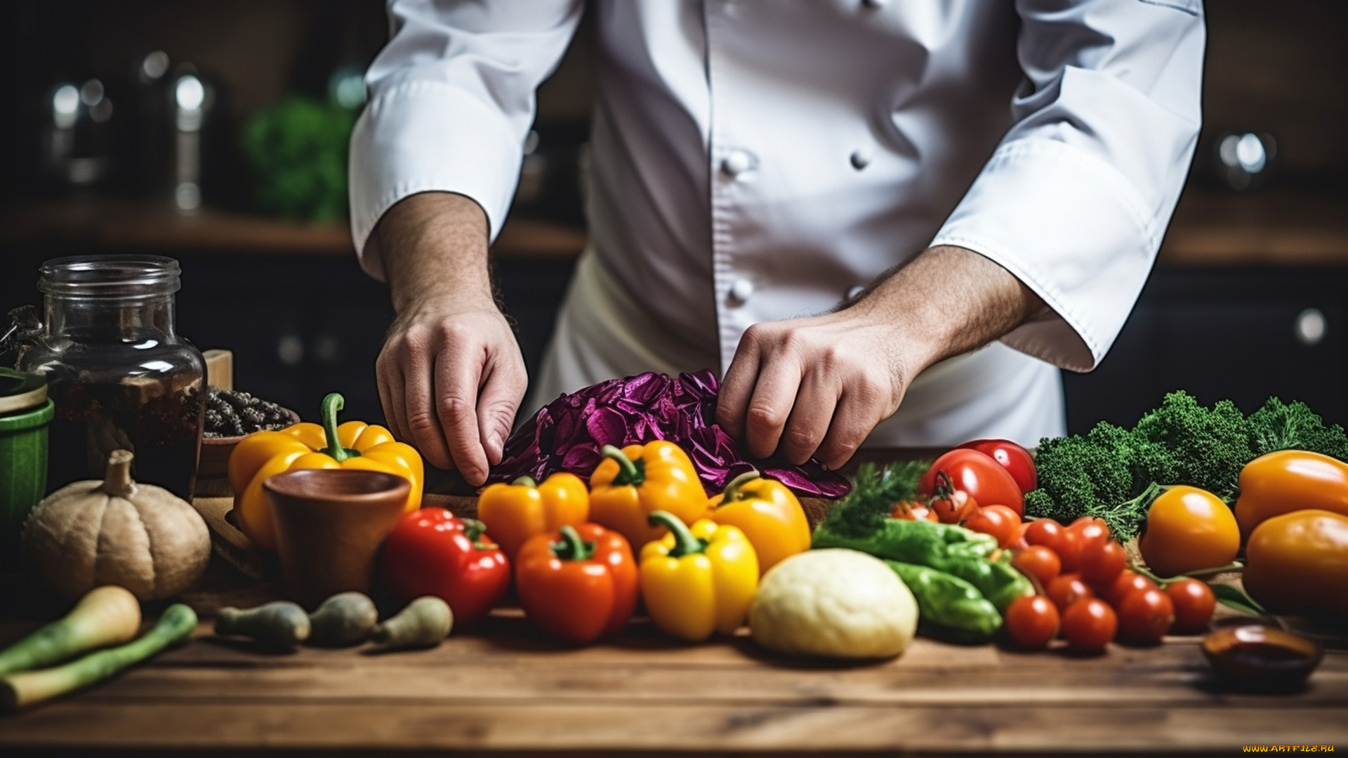 еда, овощи, перец, лук, помидоры