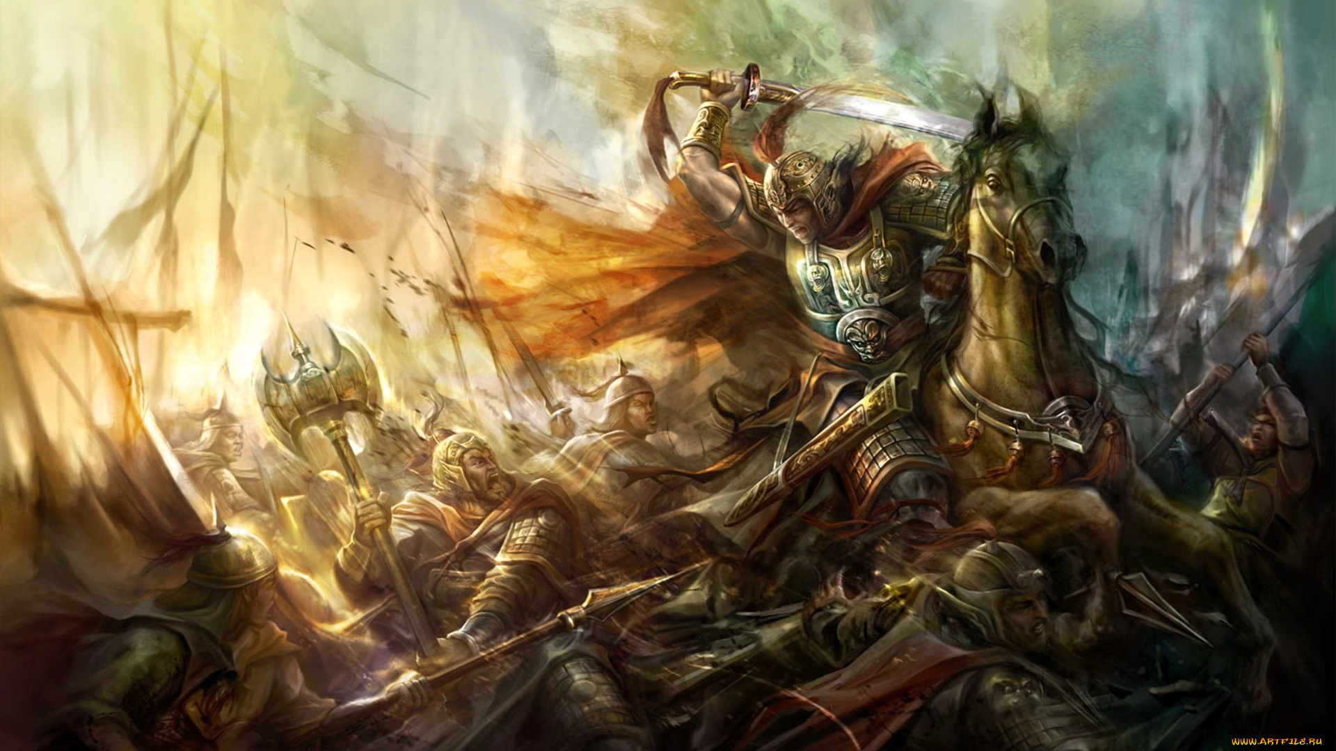 фэнтези, люди, бой, сражение, битва, армии, всадник, оружие