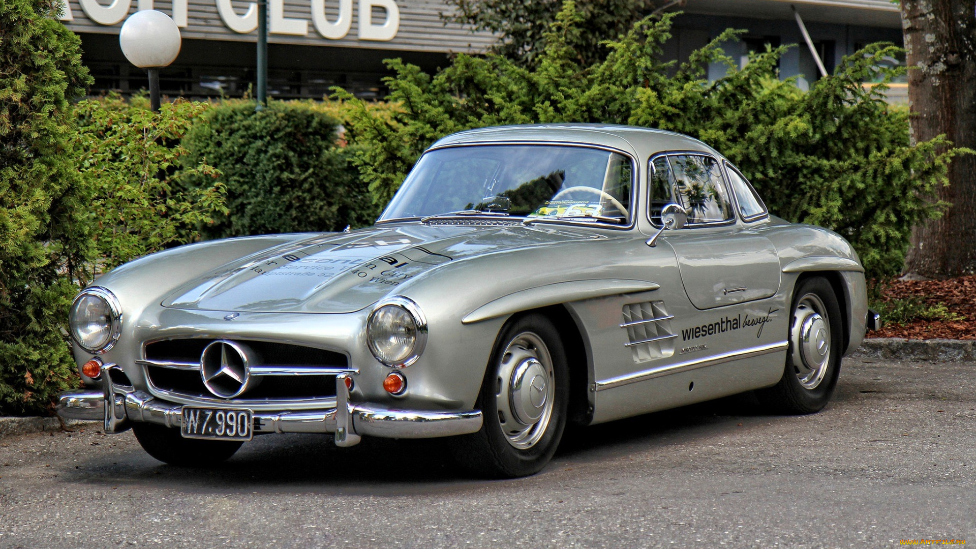 mercedes-benz, w198, автомобили, mercedes-benz, серебристый, кусты, клуб