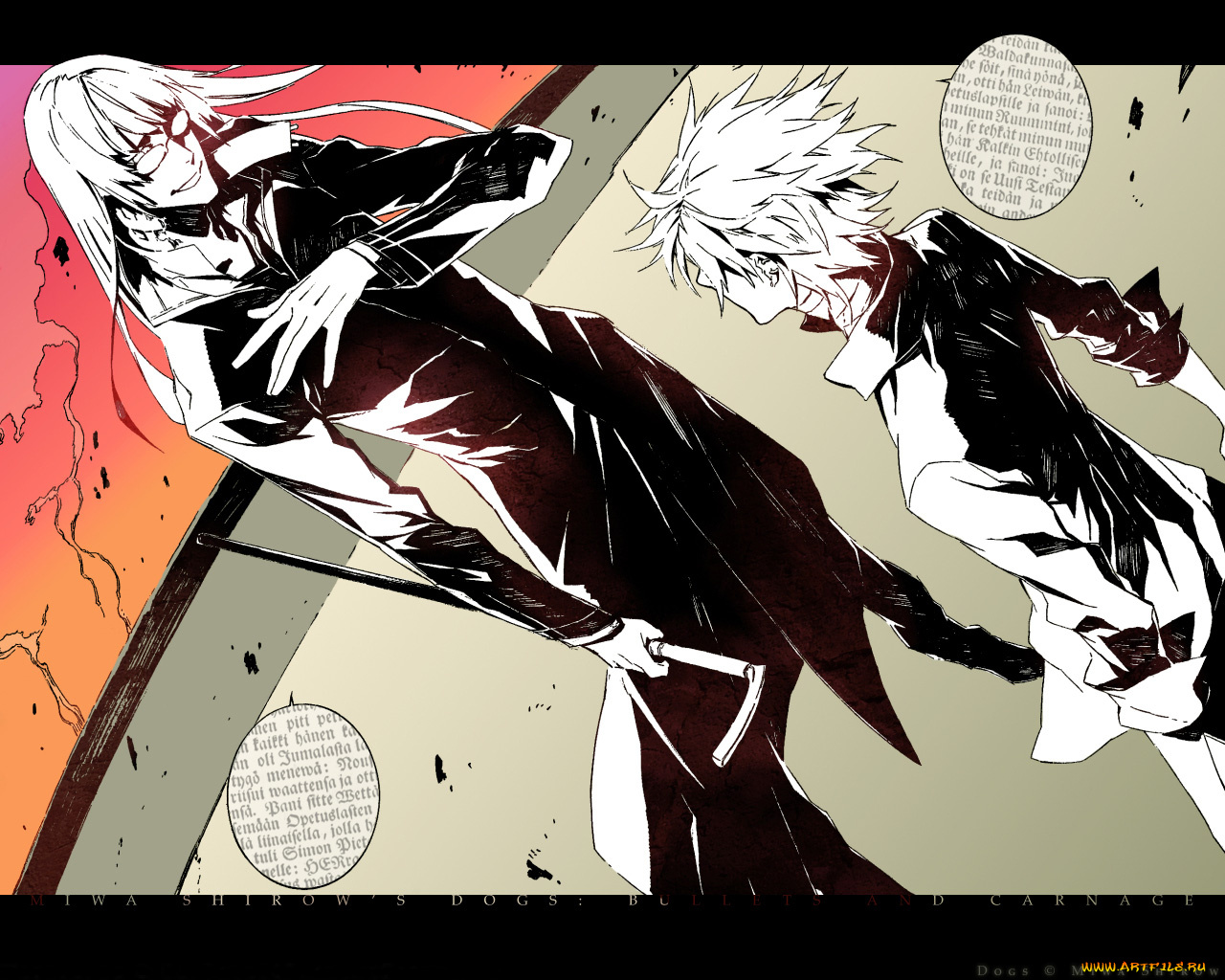 аниме, dogs, bullets, carnage