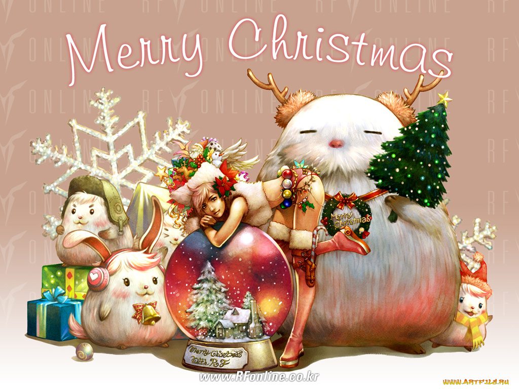 аниме, merry, chrismas, winter