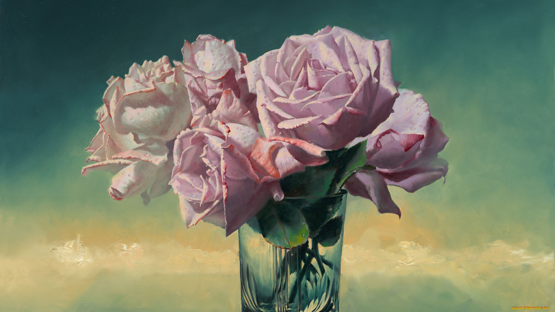 alexei, antonov, рисованные, алексей, антонов, роза, ваза, букет