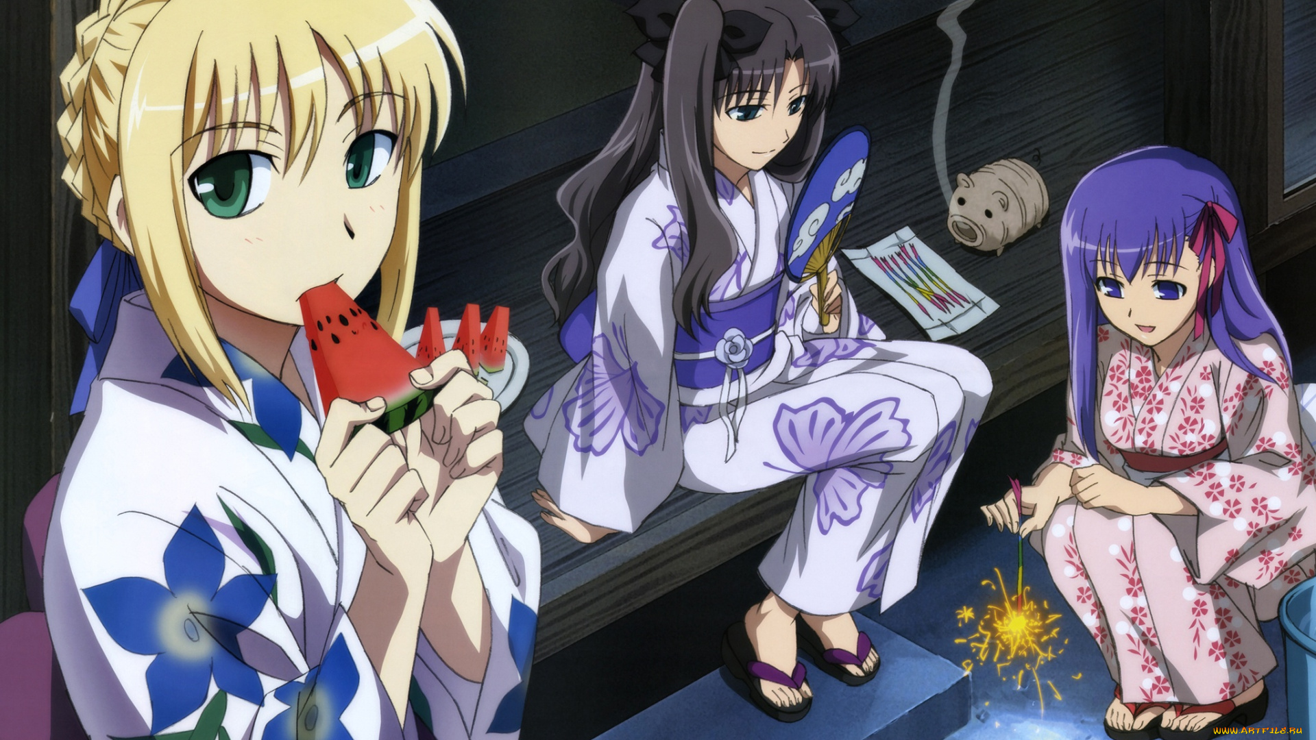 аниме, fate, stay, night, девушки
