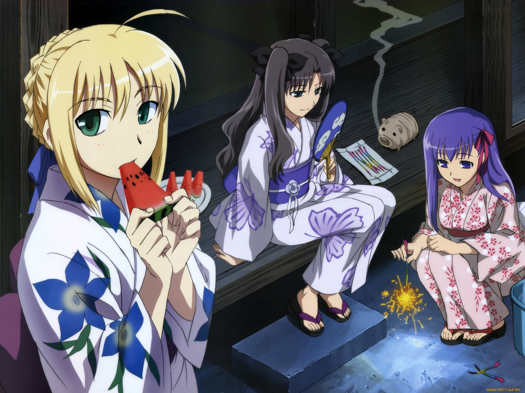 аниме, fate, stay, night, девушки