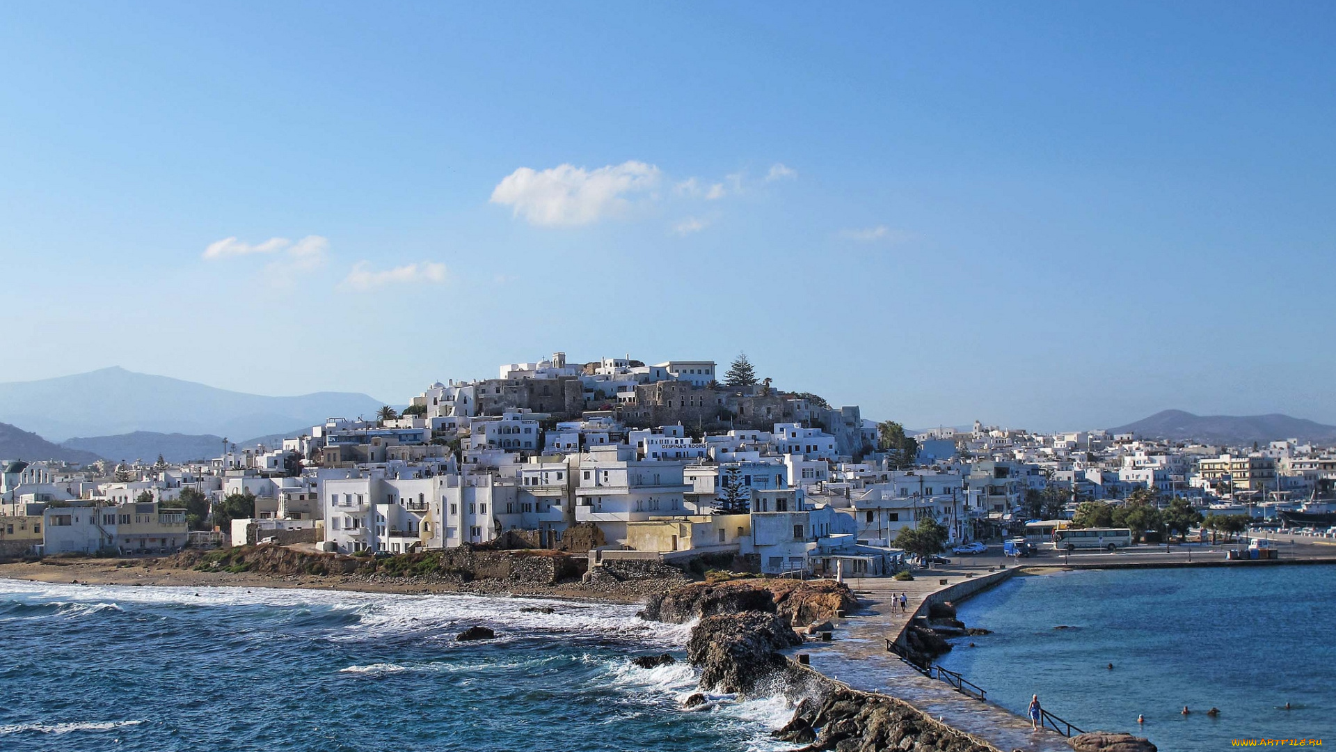 наксос, греция, города, пейзажи, остров, дома, море