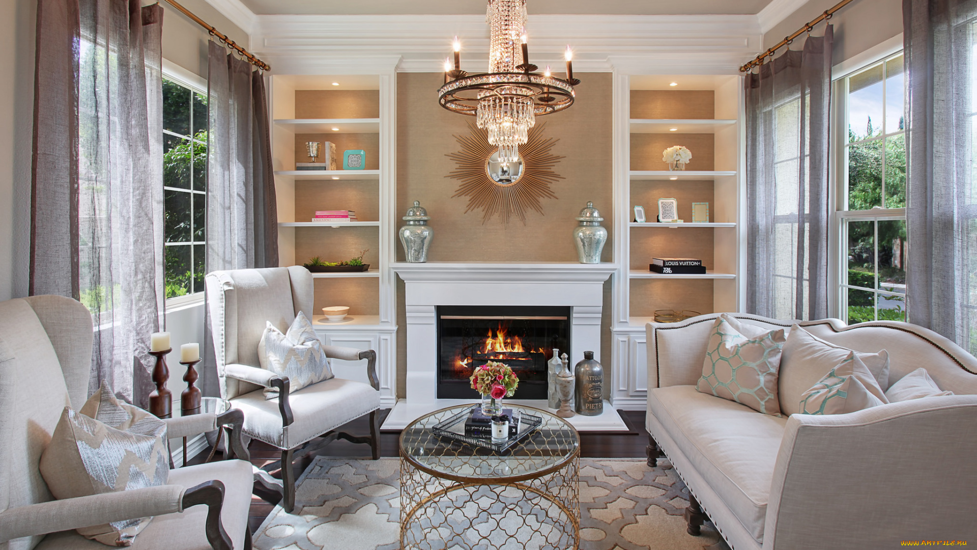 интерьер, гостиная, цветы, стиль, мебель, furniture, style, colors, fireplace, камин, living, room