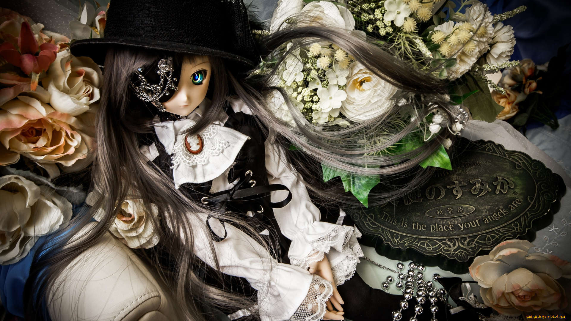 разное, игрушки, кукла, игрушка, цветы, шляпа, волосы, повязка