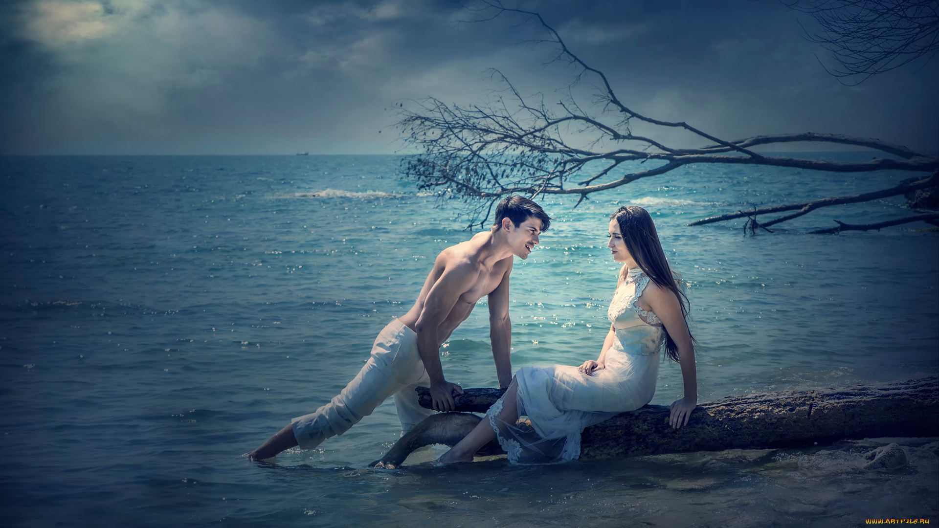 разное, мужчина, женщина, волны, море, парень, девушка, пара