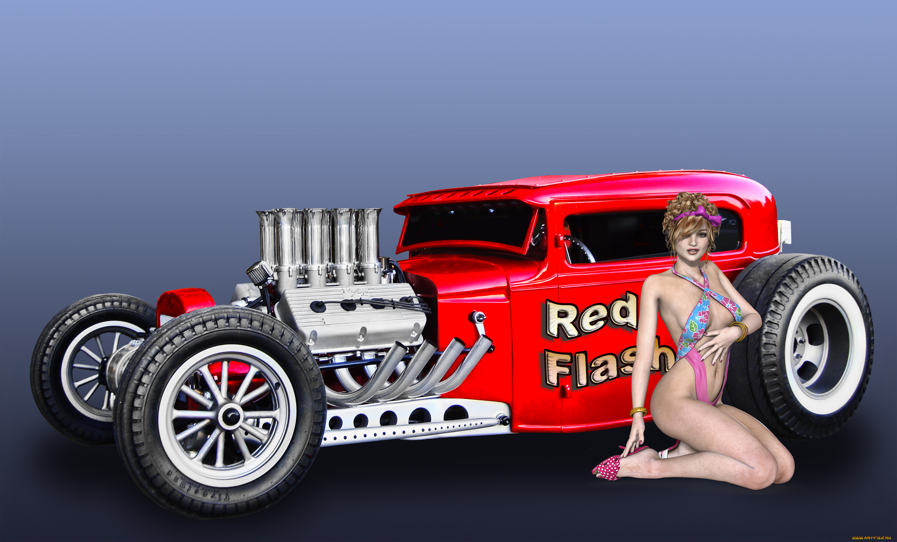 автомобили, 3d, car&girl, автомобиль, взгляд, девушка, фон