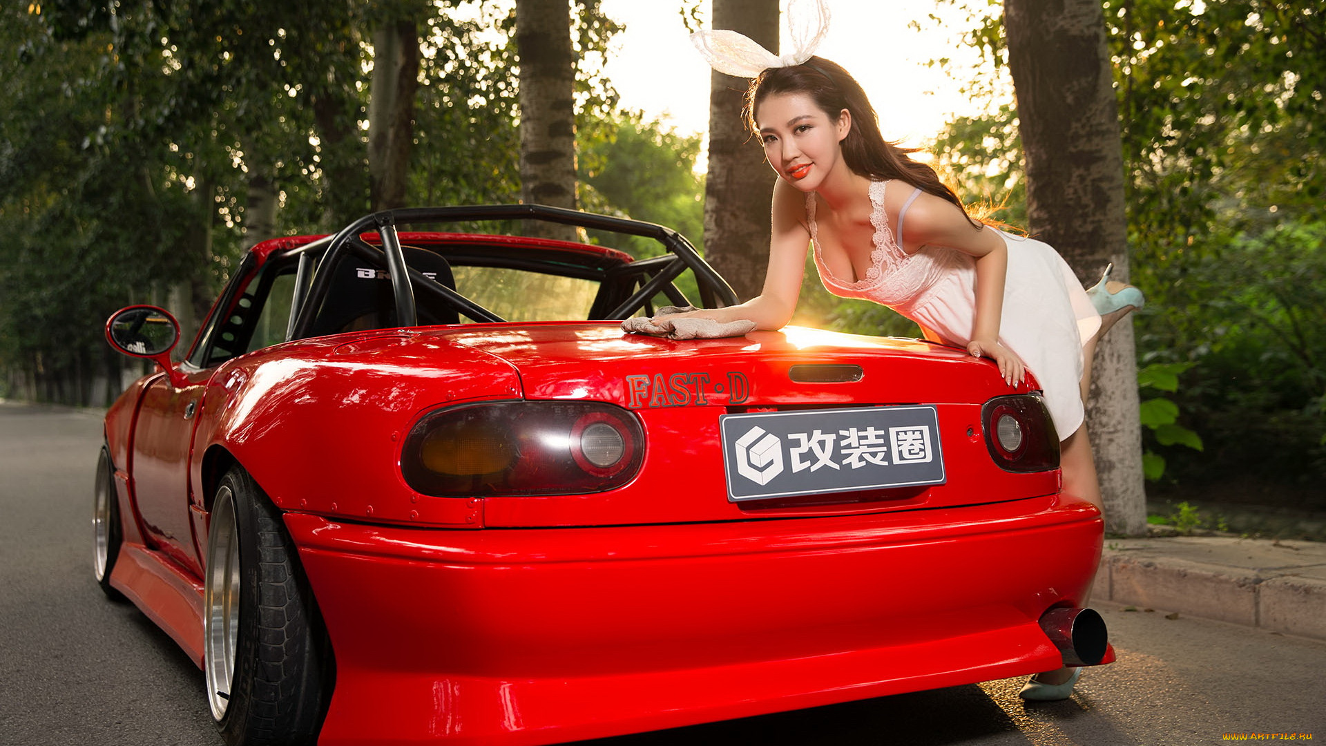 автомобили, -авто, с, девушками, девушка, взгляд, фон, автомобиль, азиатка
