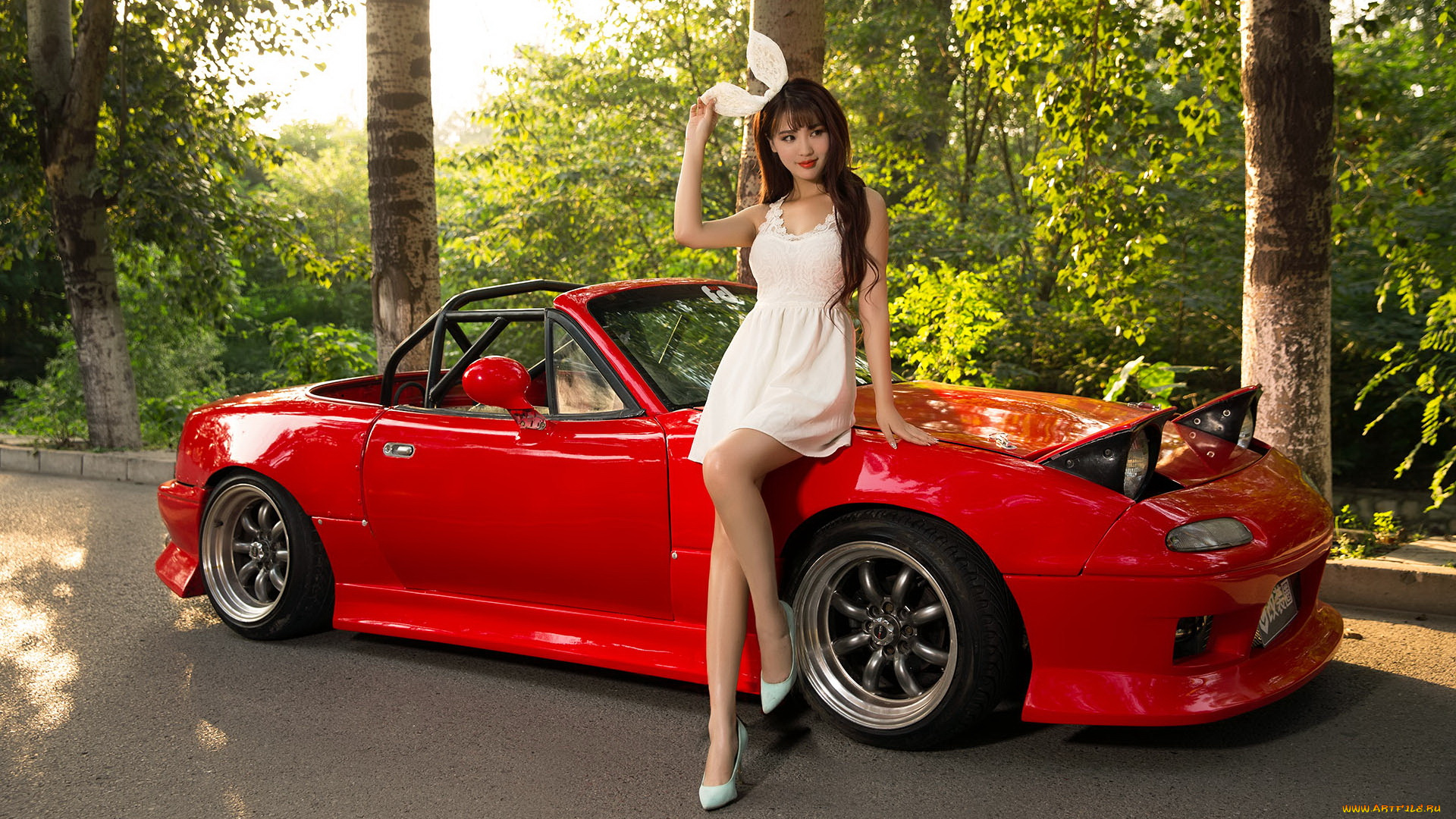 автомобили, -авто, с, девушками, девушка, взгляд, фон, автомобиль, азиатка