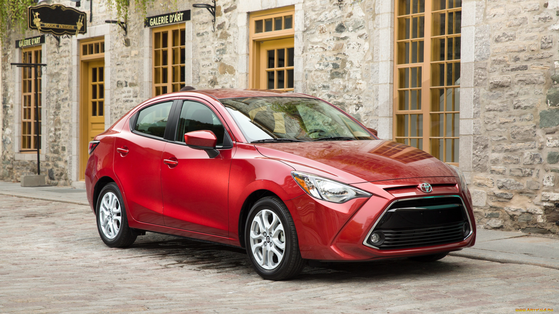 автомобили, toyota, 2016, г, yaris, sedan, красный