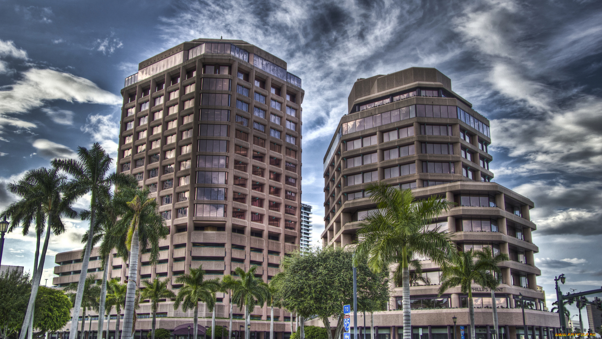 downtown, west, palm, beach, , florida, города, -, здания, , дома, высотки