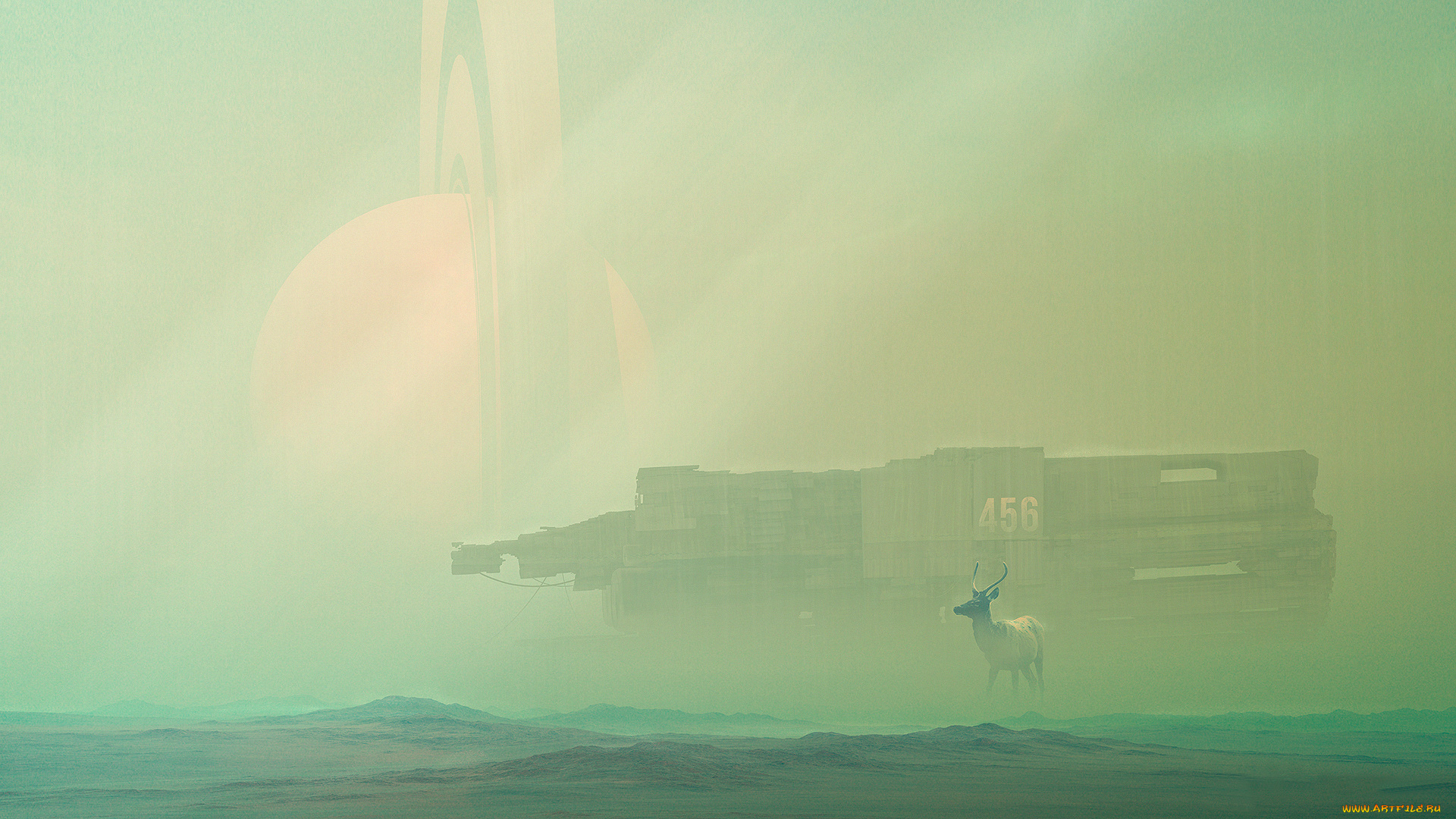 фэнтези, иные, миры, , иные, времена, олень, планета, туман, поверхность, фантастика, кольцо