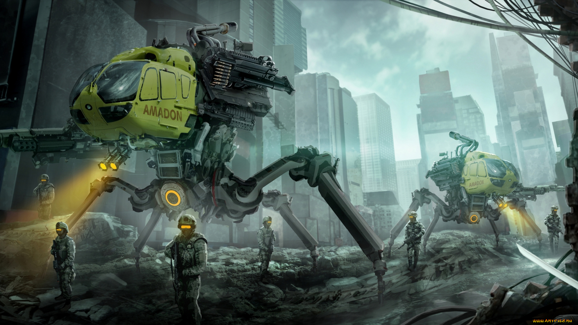 фэнтези, роботы, , киборги, , механизмы, будущее, патрулирование, солдаты, мир, иной