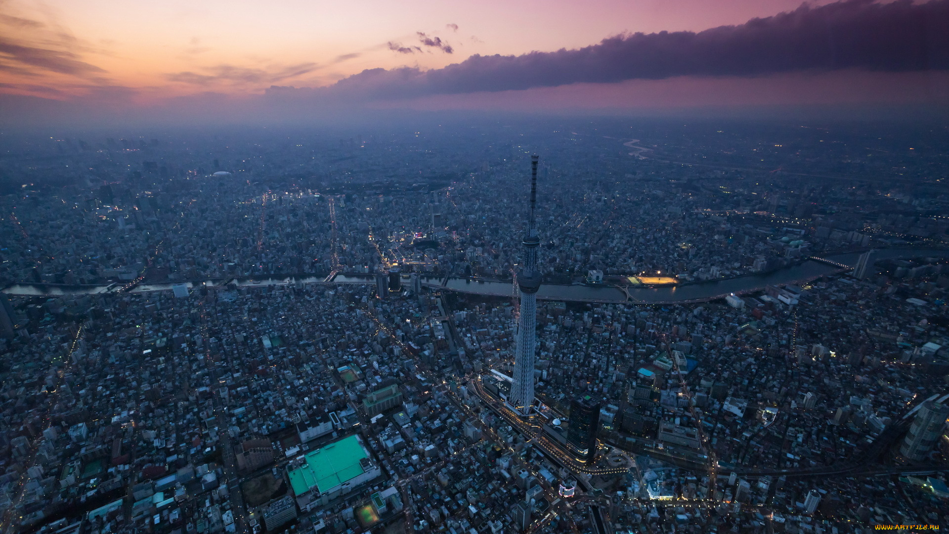 города, токио, , Япония, токио, город, закат