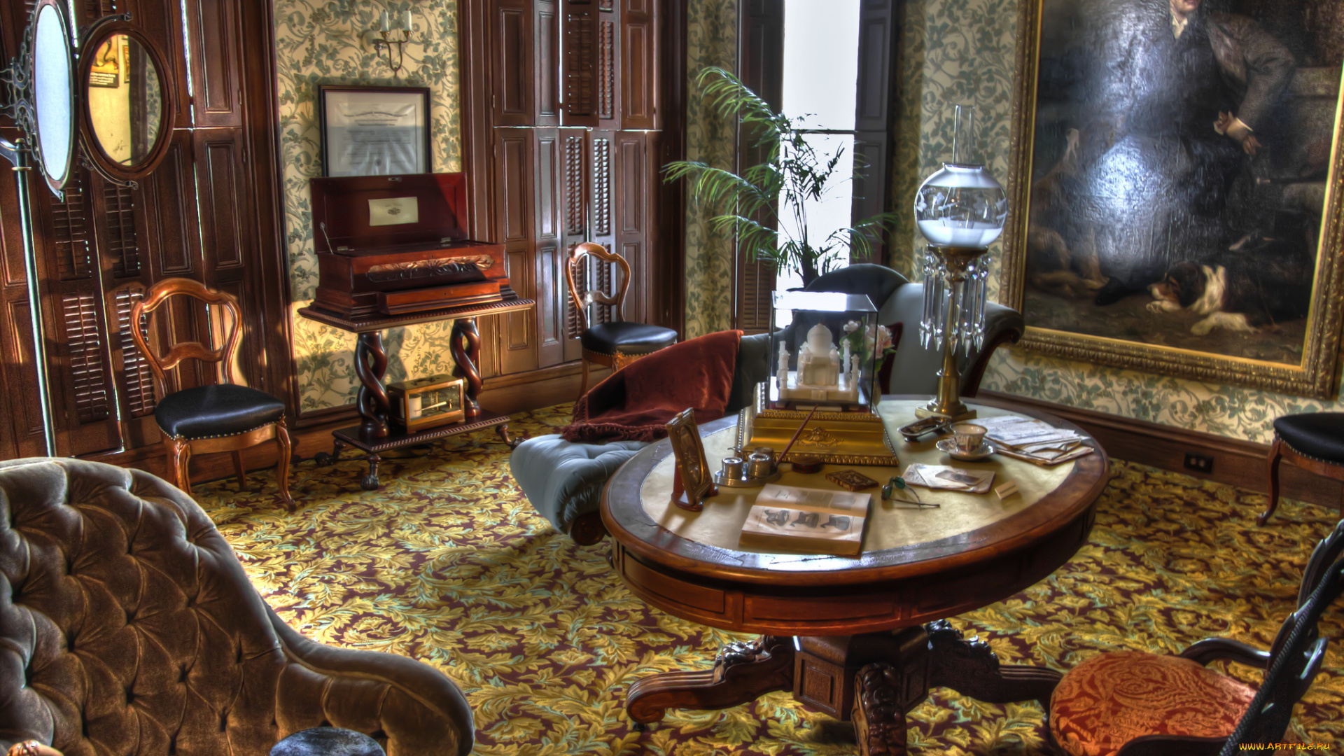 интерьер, кабинет, , библиотека, , офис, комната, мебель