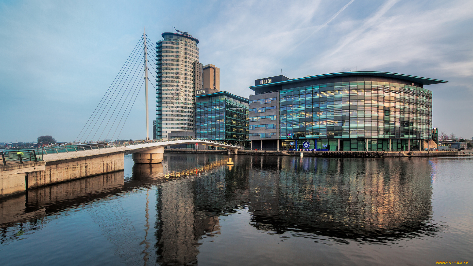 media, city, footbridge, города, -, мосты, архетектура, мост, река