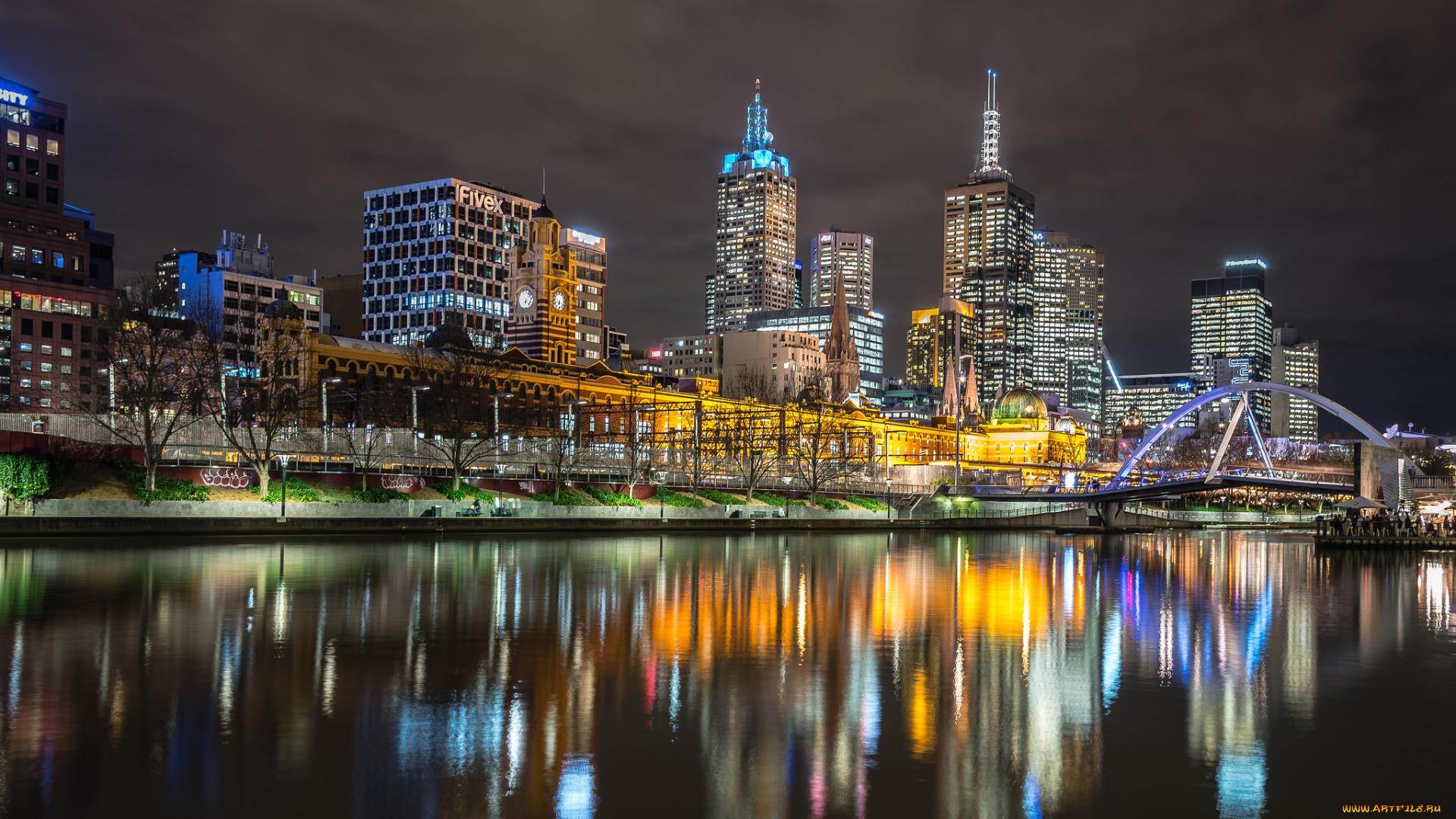 melbourne, города, мельбурн, , австралия, небоскребы, огни, ночь