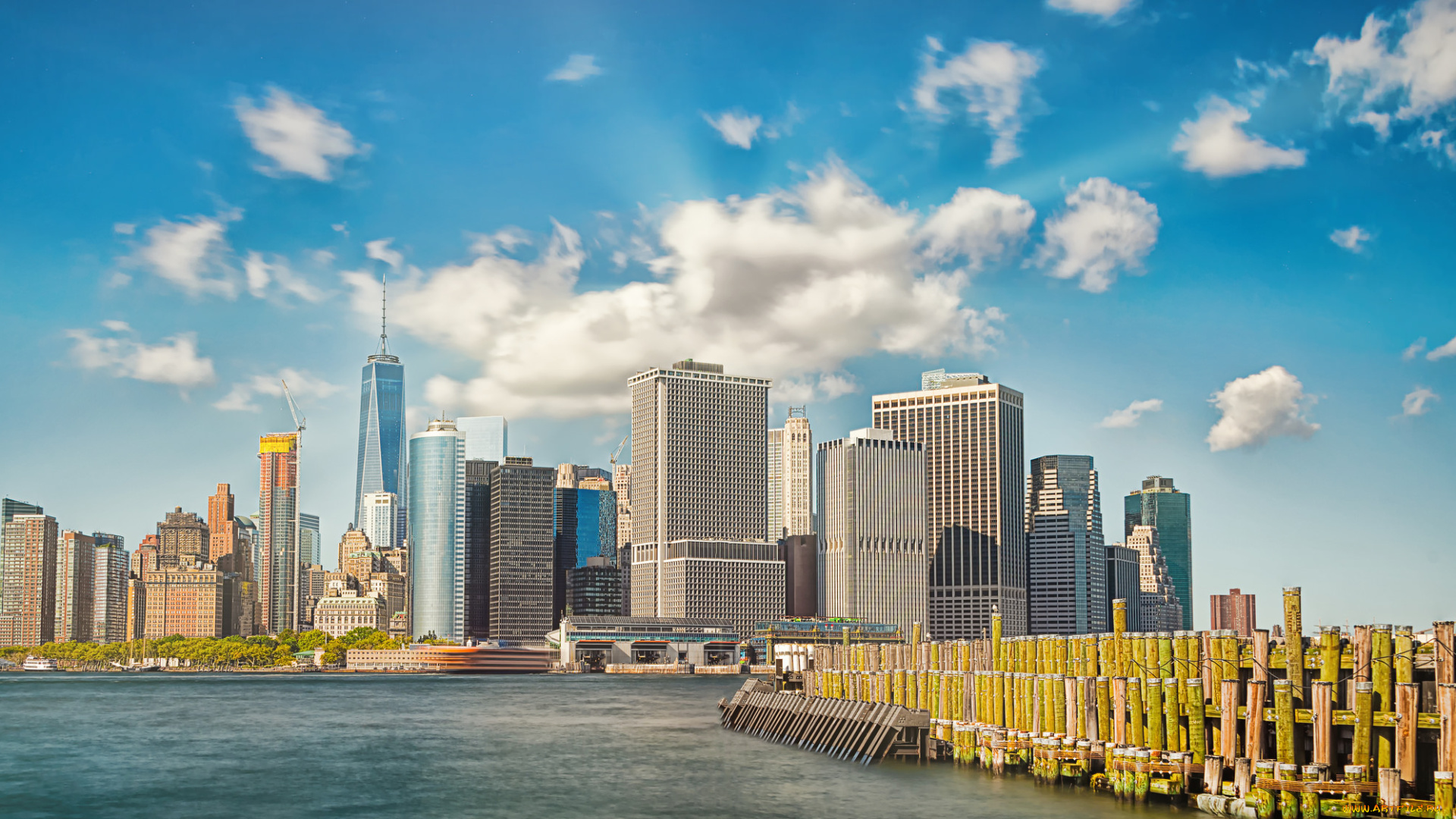 new, york, harbor, города, нью-йорк, , сша, небоскребы, гавань, бухта