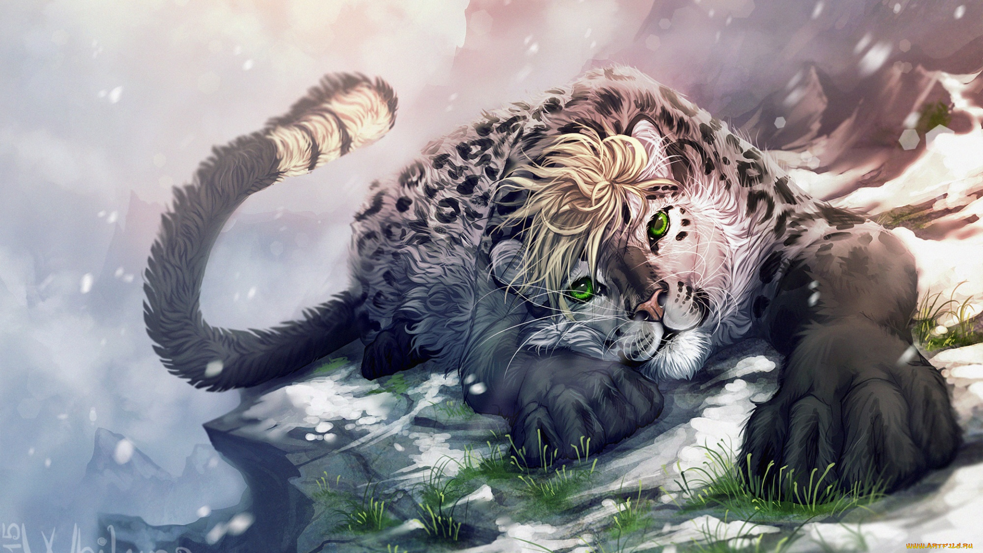 рисованное, животные, зверь, взгляд, хищник