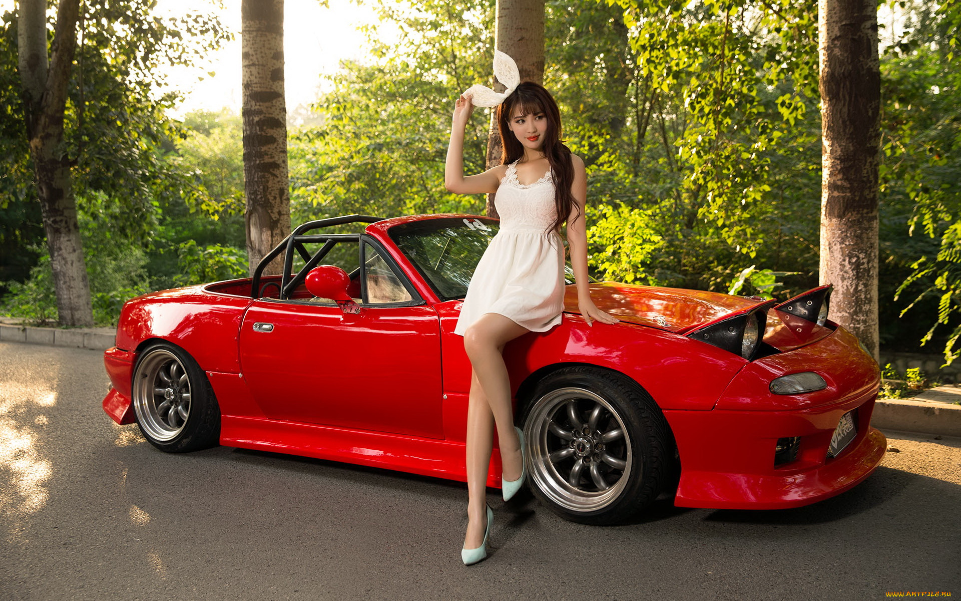 автомобили, -авто, с, девушками, девушка, взгляд, фон, автомобиль, азиатка