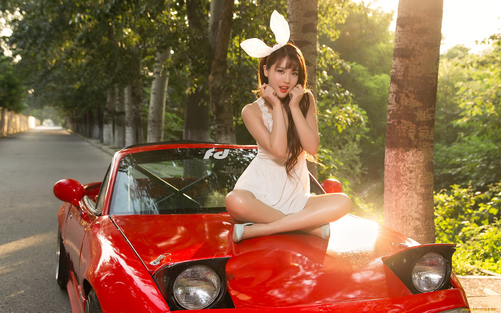 автомобили, -авто, с, девушками, девушка, взгляд, фон, автомобиль, азиатка