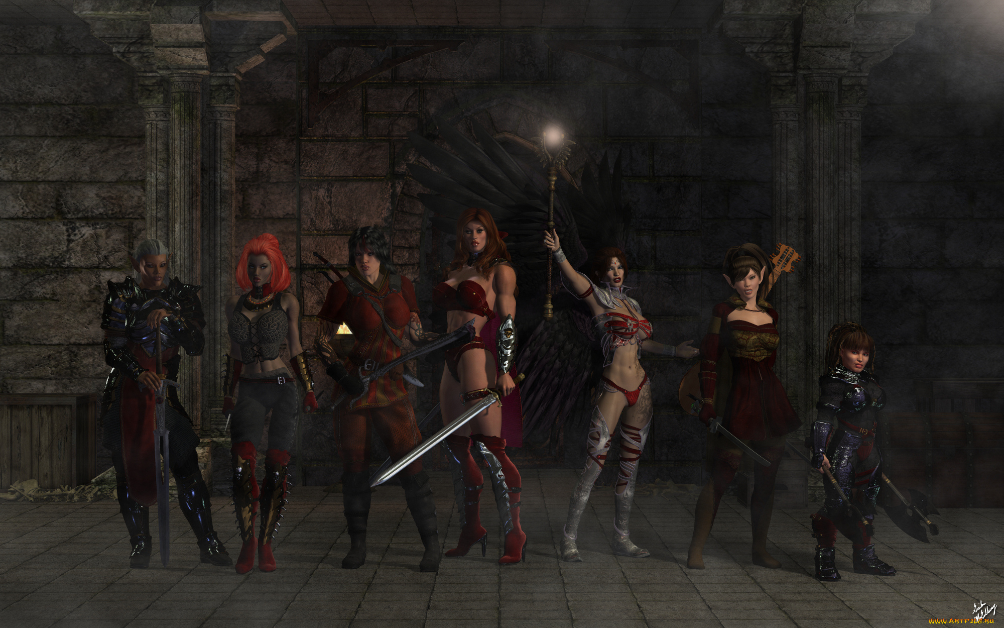 3д, графика, фантазия, , fantasy, эльфийка, фон, оружие, взгляд, девушки