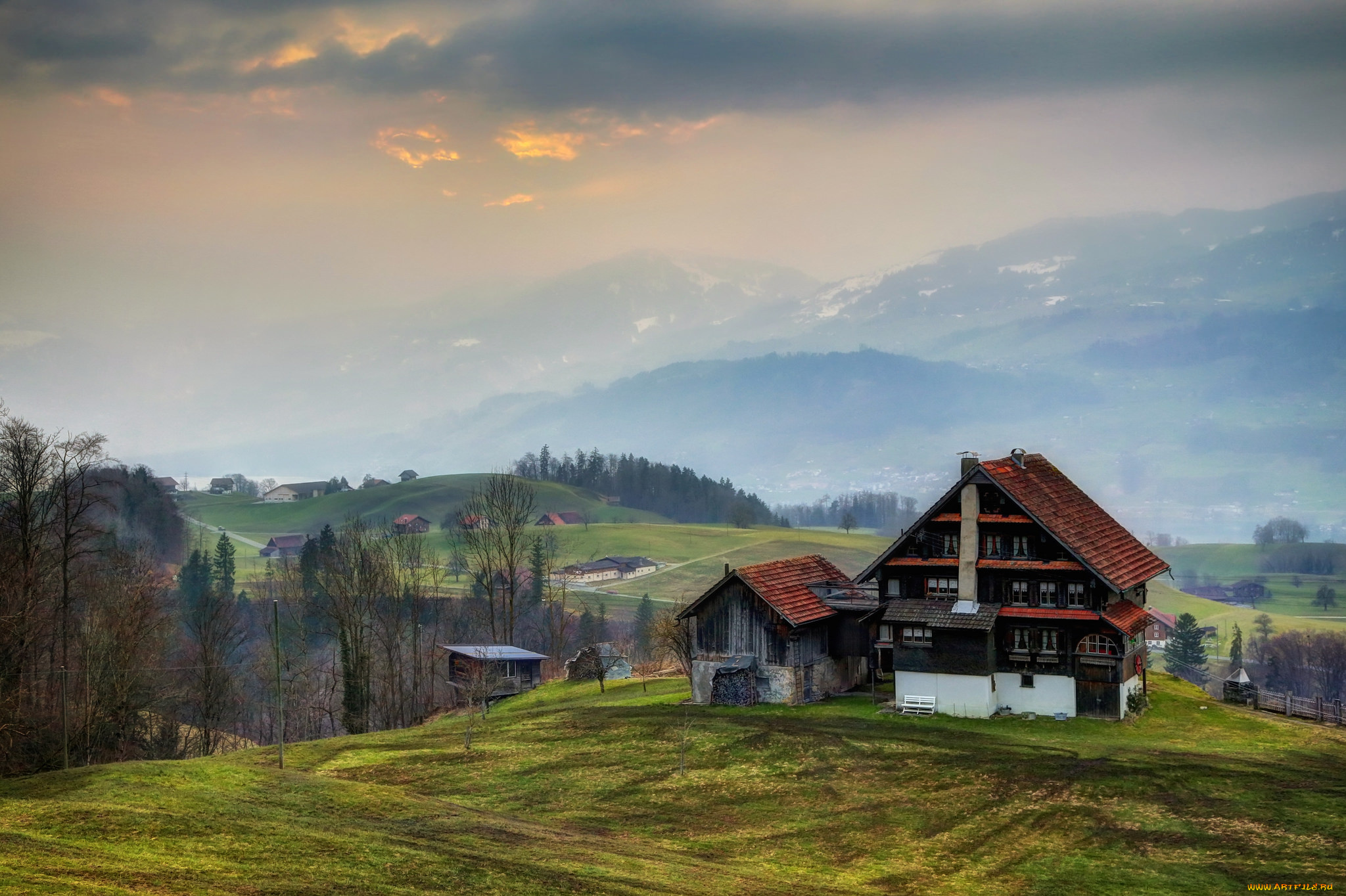 countryhouse, in, canton, obwalden, города, -, здания, , дома, дом, сельский