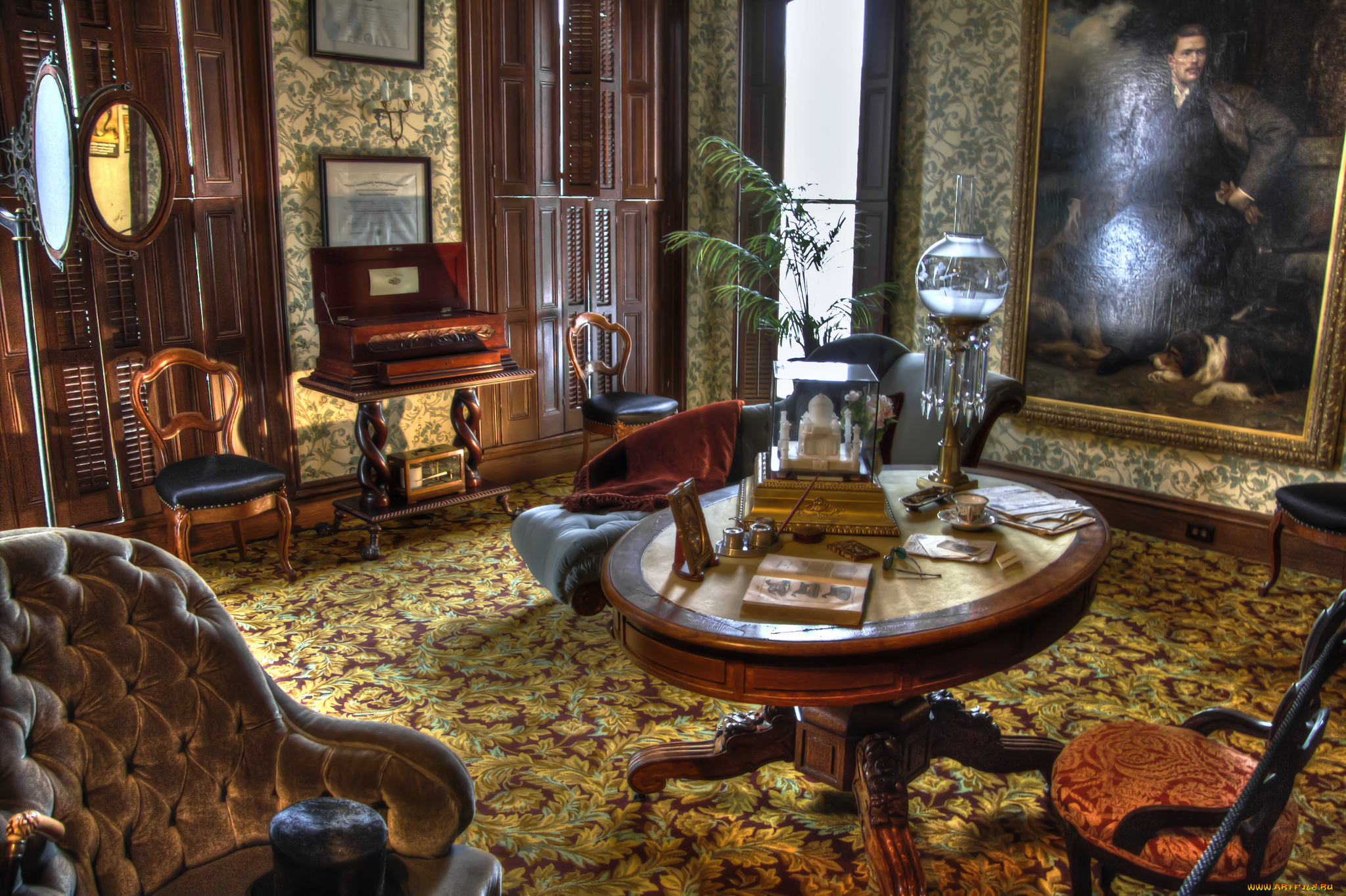 интерьер, кабинет, , библиотека, , офис, комната, мебель