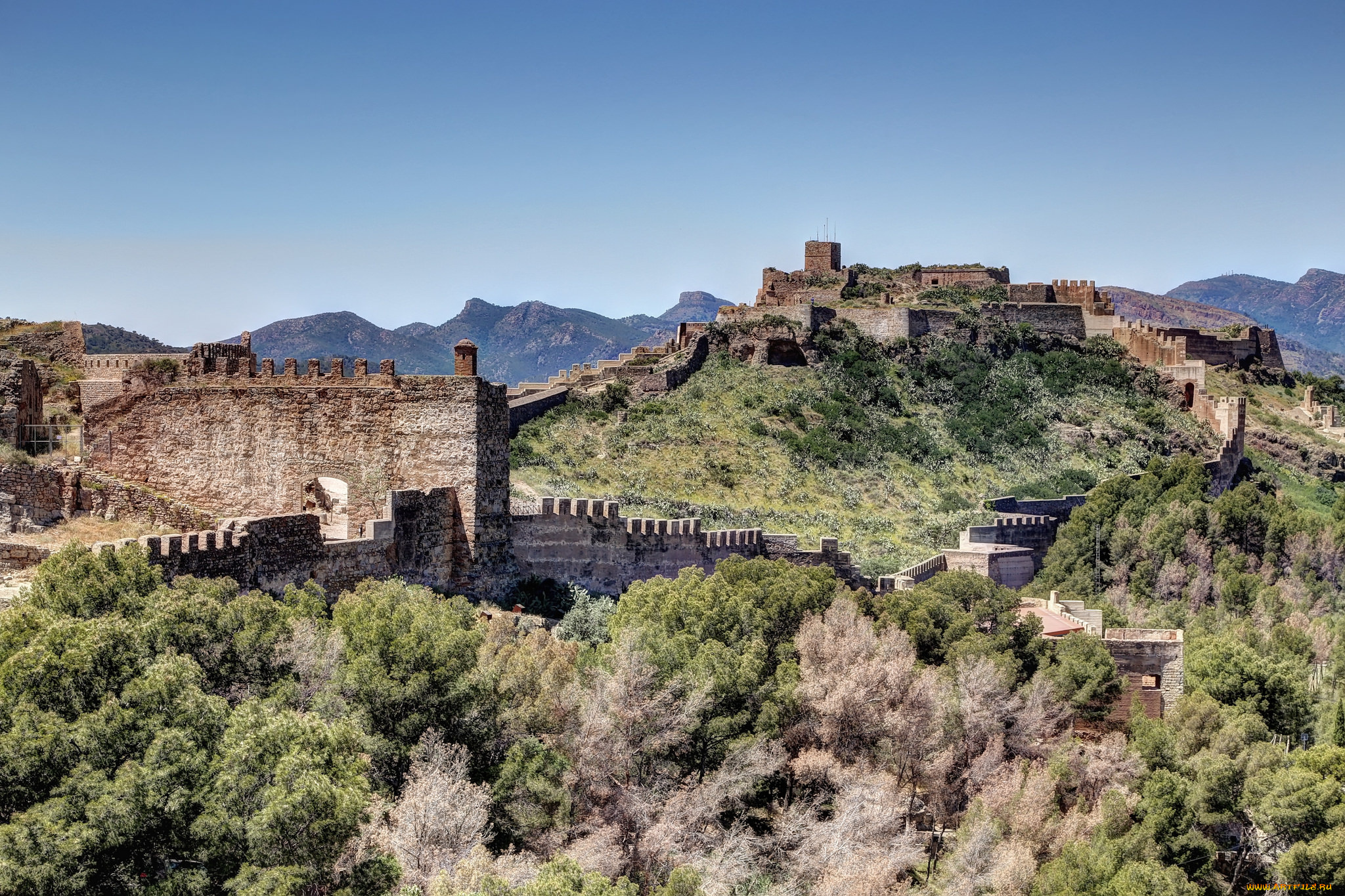 castle, of, sagunto, города, замки, испании, цитадель, горы
