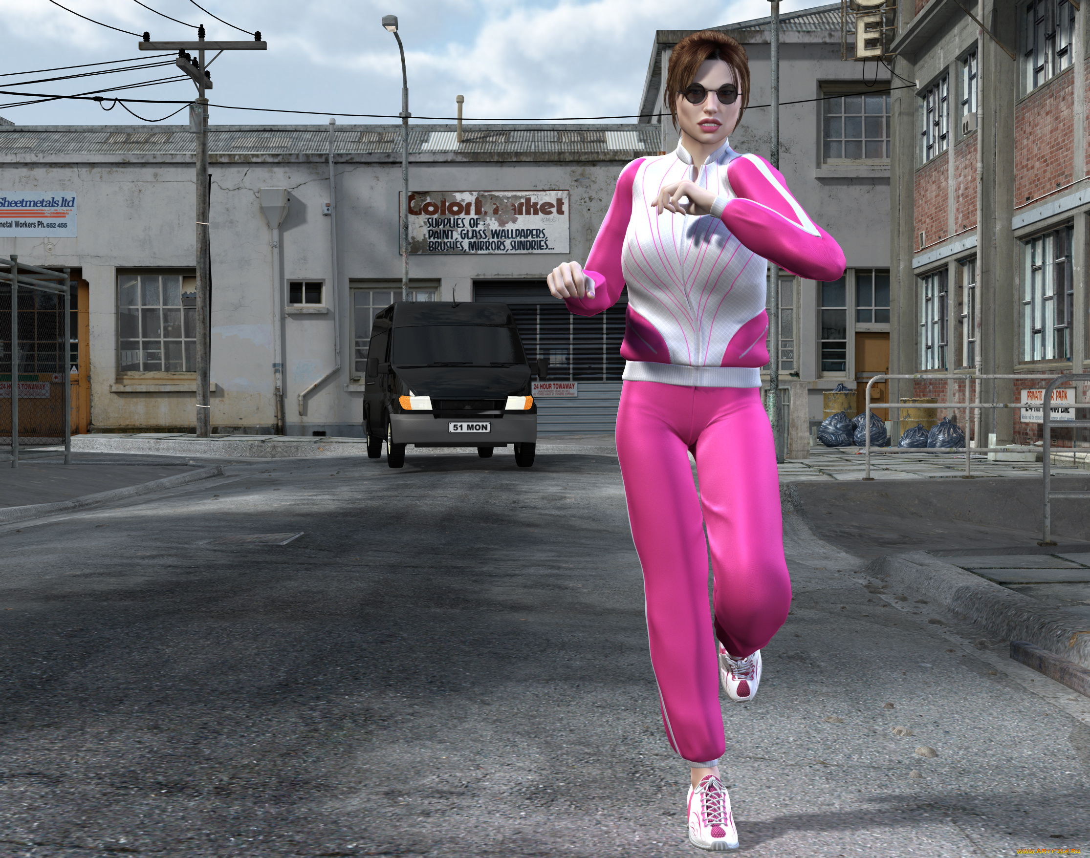 3д, графика, люди, , people, улица, фон, взгляд, девушка