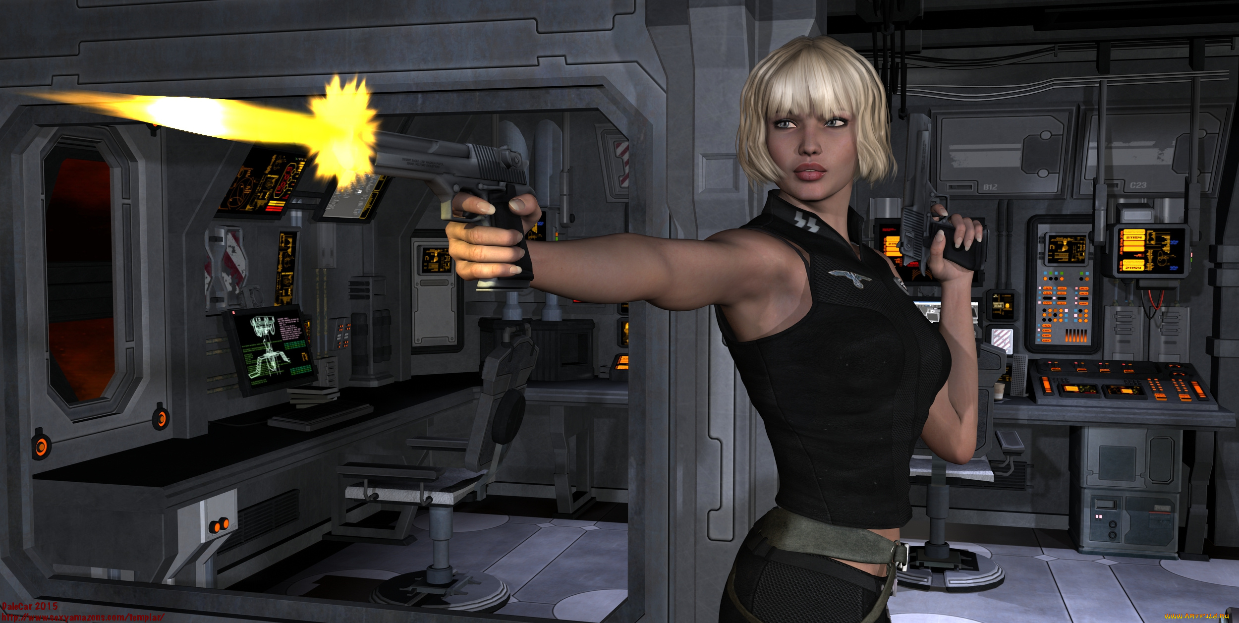 3д, графика, фантазия, , fantasy, девушка, взгляд, фон, оружие