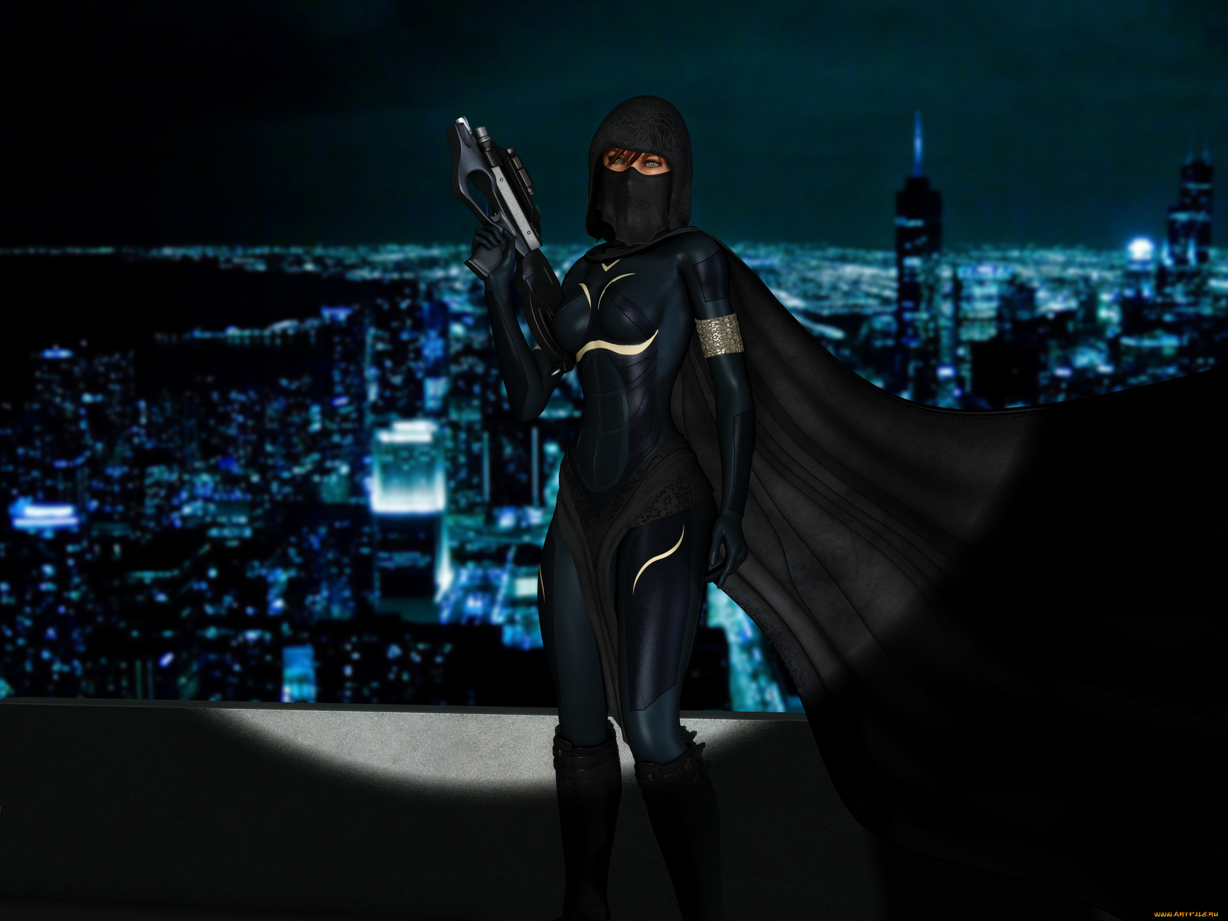 3д, графика, фантазия, , fantasy, оружие, супермен, фон, взгляд, девушка