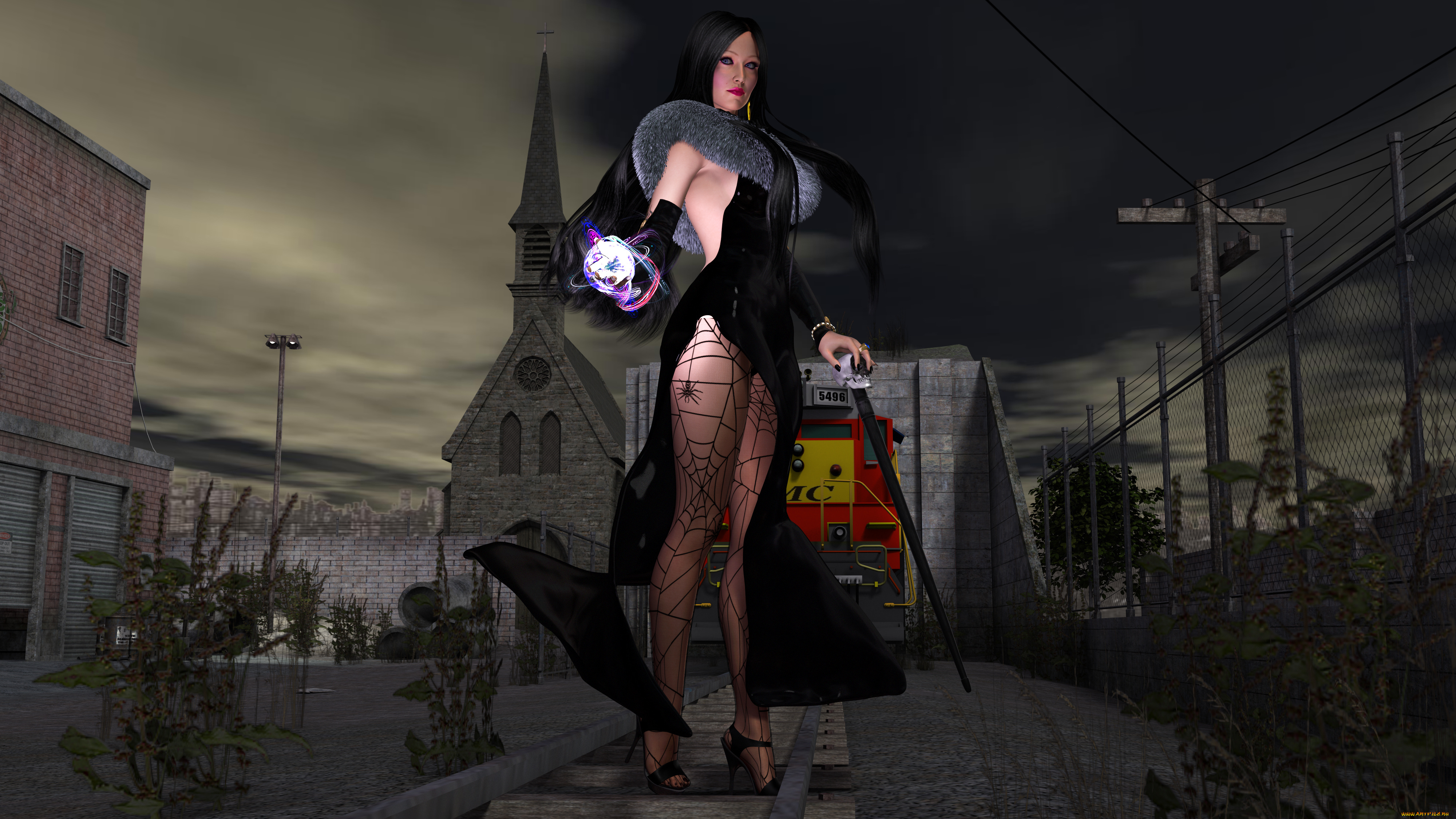 3д, графика, фантазия, , fantasy, фон, магия, девушка, взгляд