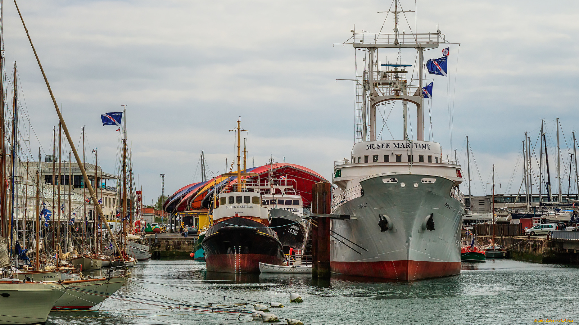 musee, maritime, корабли, разные, вместе, порт
