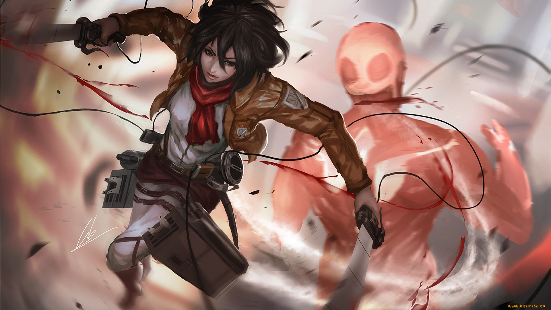 аниме, shingeki, no, kyojin, атака, титанов