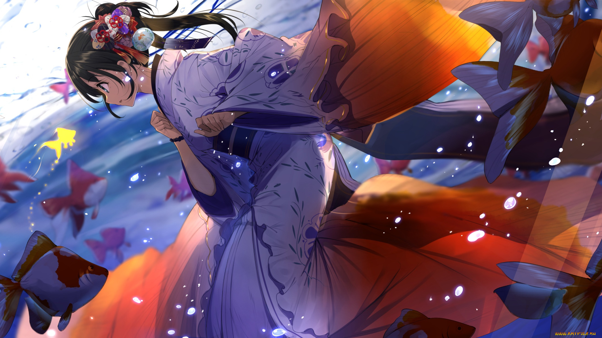 аниме, unknown, , другое, фон, взгляд, девушка