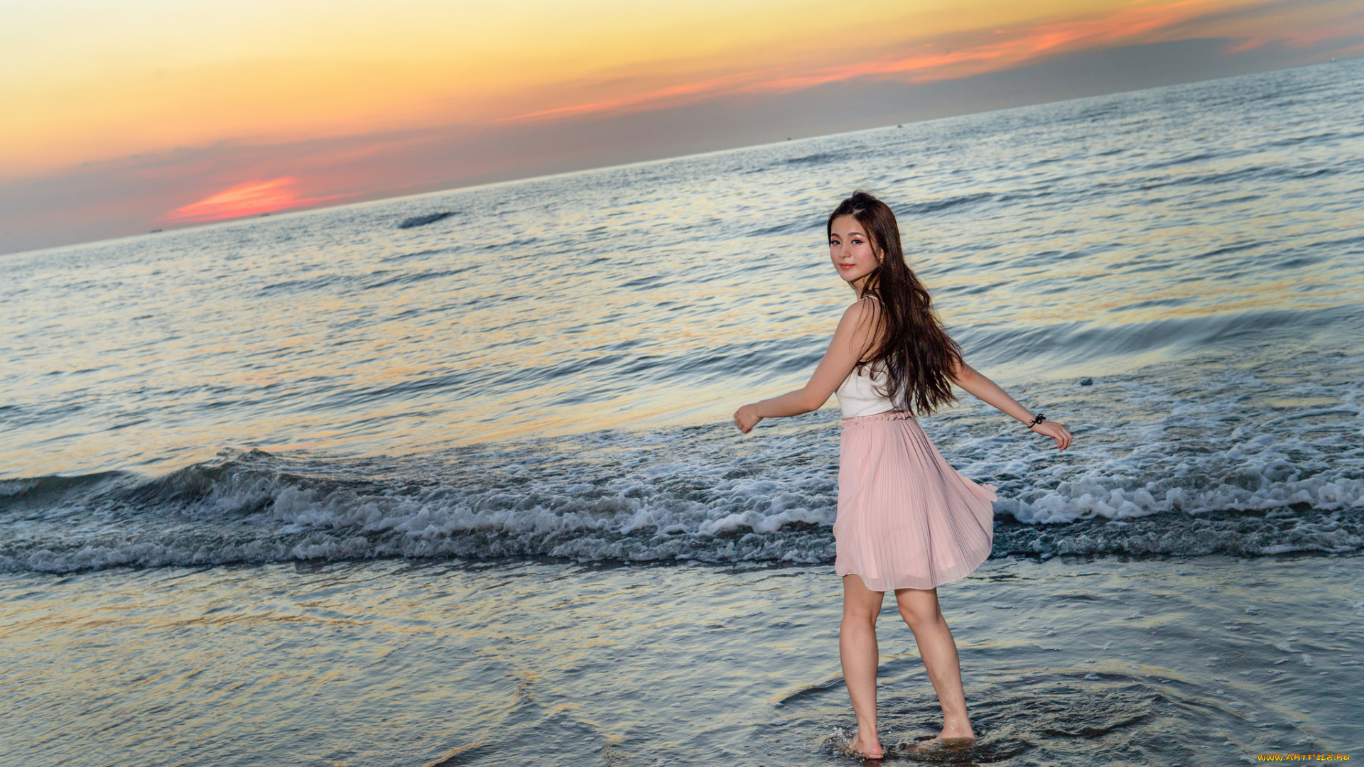 девушки, -unsort, , азиатки, фон, девушка, взгляд