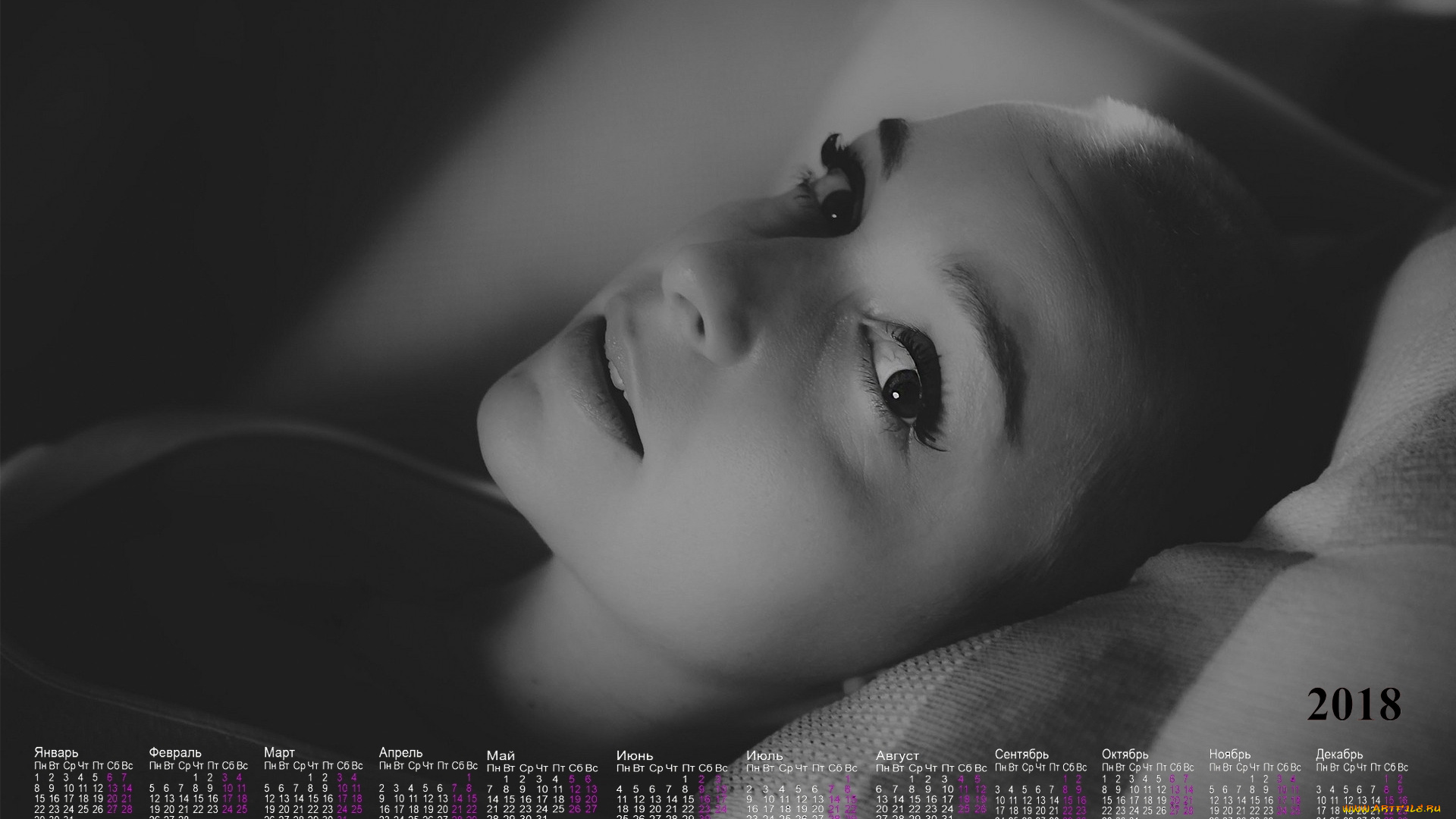 календари, девушки, черно-белое, фото, макияж, взгляд